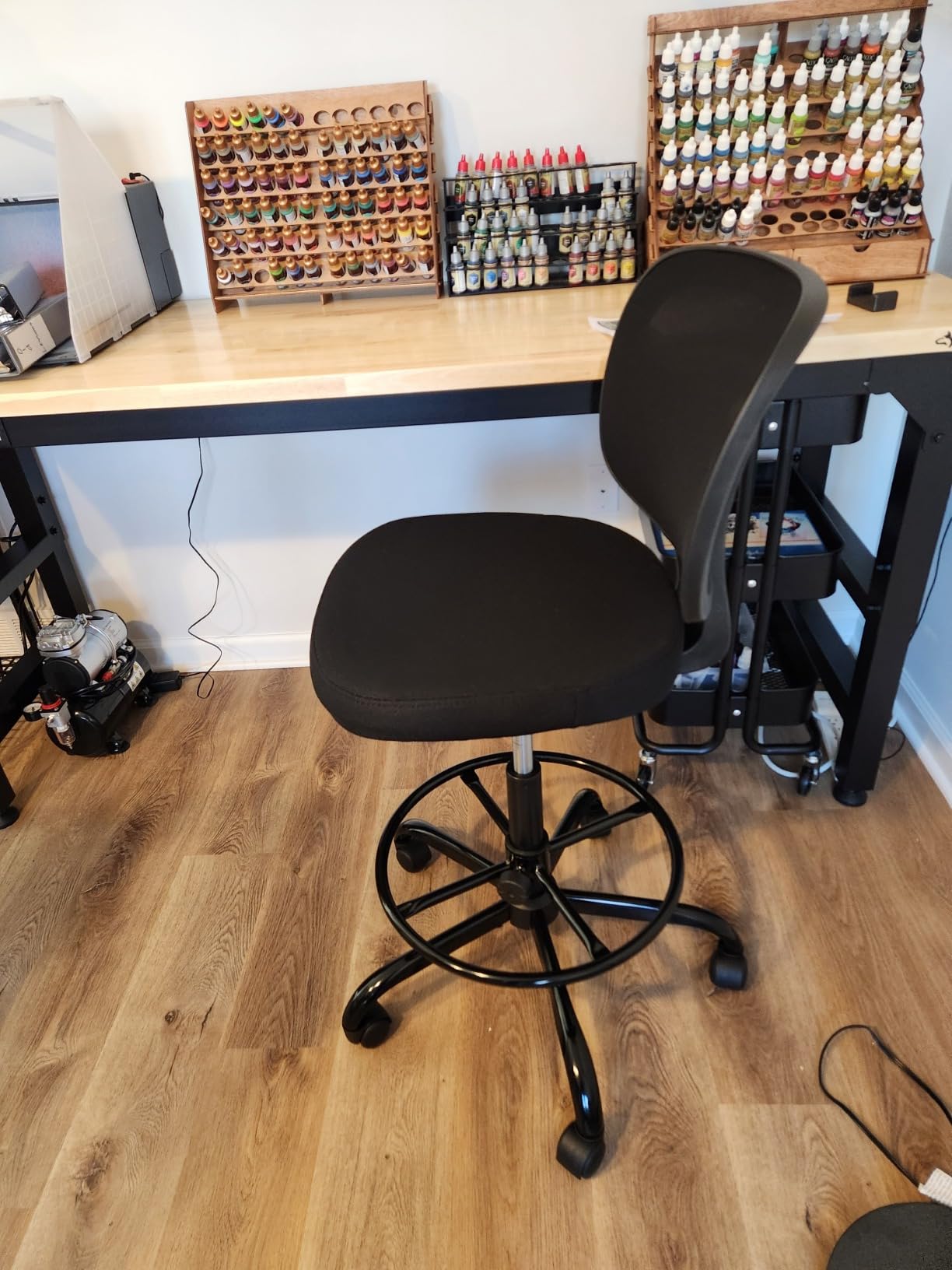 Primy Tall Drafting Desk Chair - Armless, Adjustable Height, Mesh Back, Rolling, Standing Desk Chair for Art Room, Office or Home (Black) customer photo 1