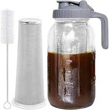 64 oz Cold Brew Coffee Maker, Mason Jar Pitcher with 304 SS Filter | 100µm Fine Mesh, Stainless Steel Filter, Airtight, Leakproof, Pour Flip Spout, Ergonomic Handle customer photo 1
