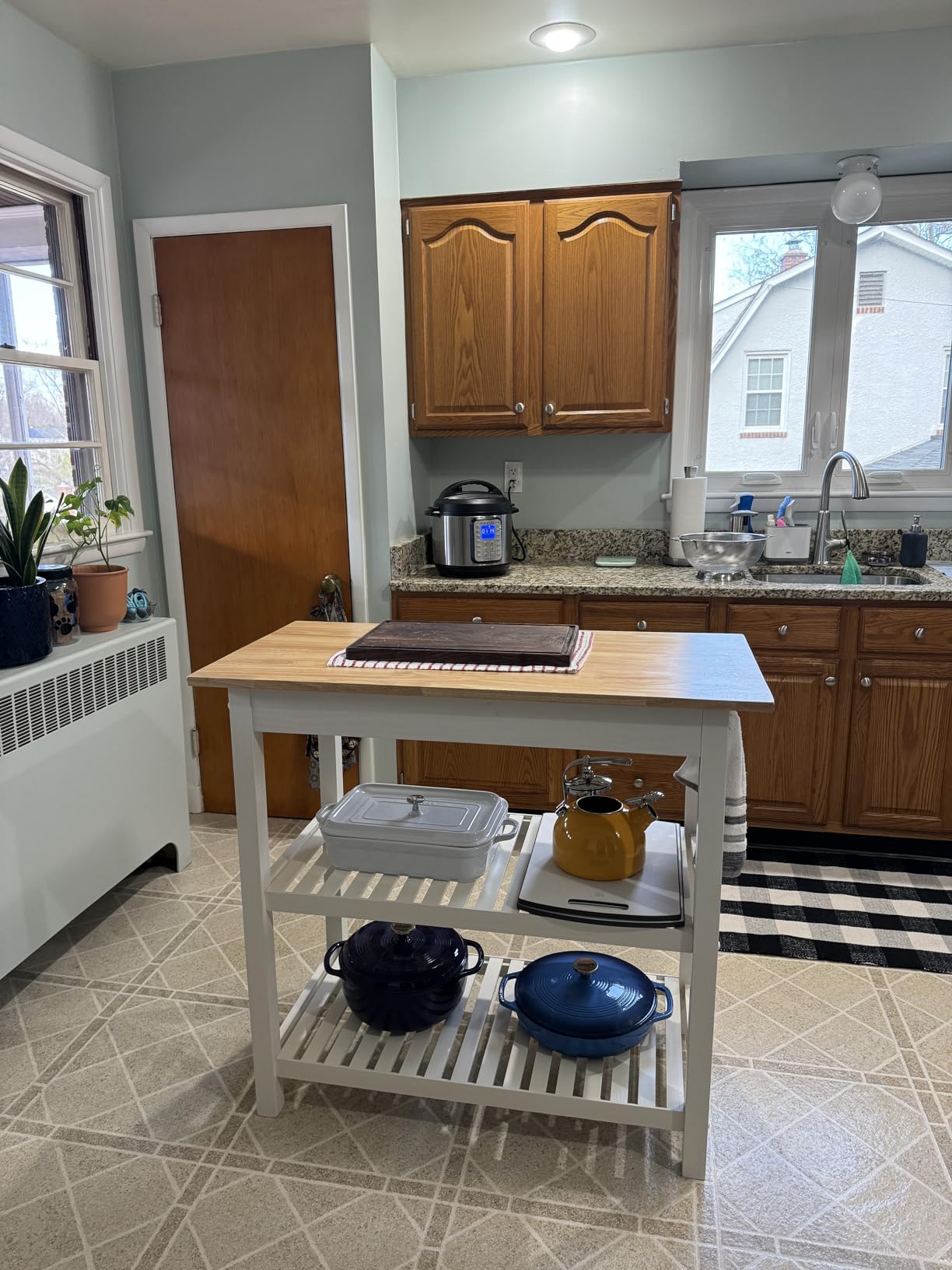 Casual Home Kitchen Island with Solid American Hardwood Top, Slate Gray, 40