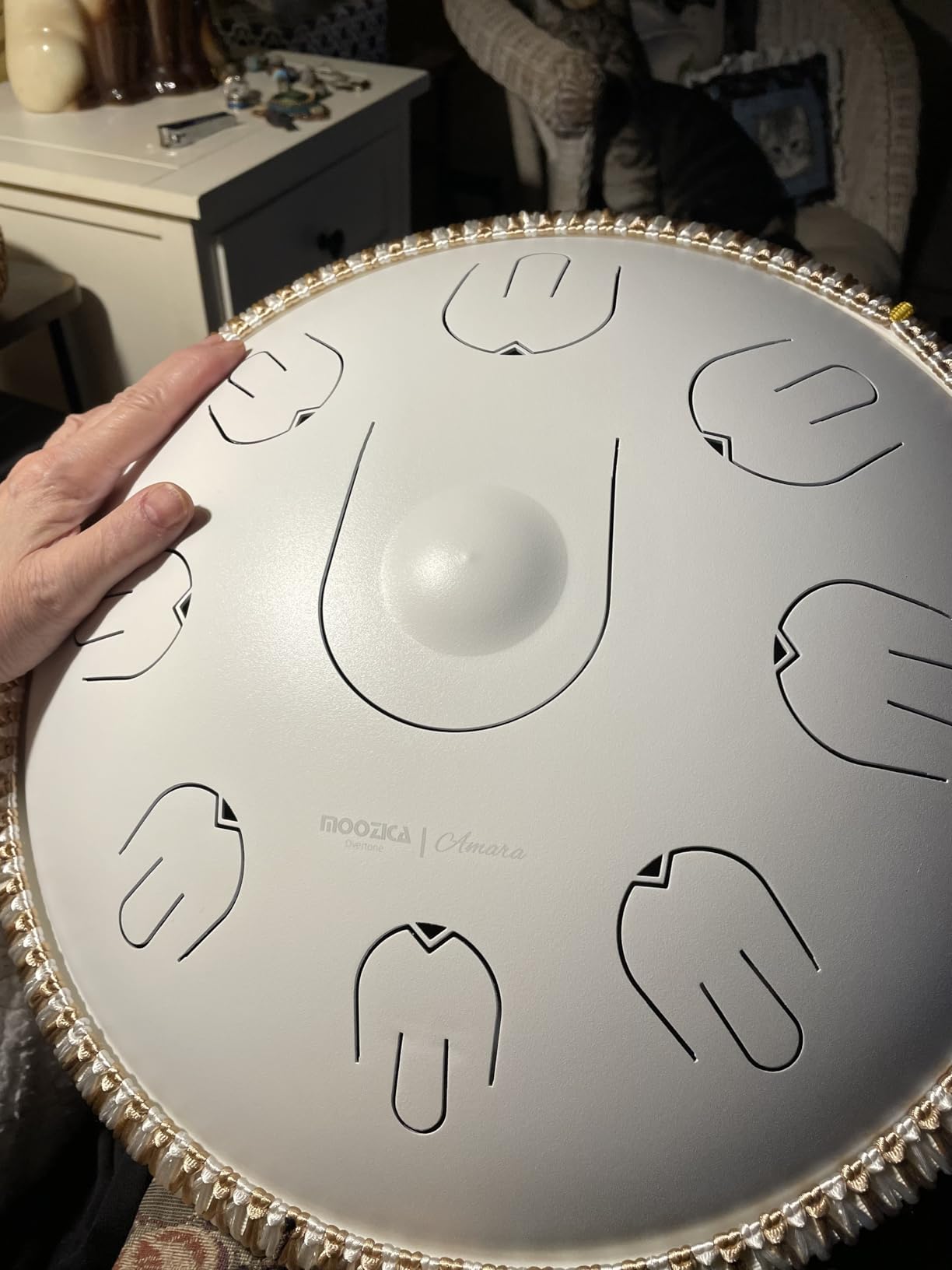 Moozica Steel Handpan Tongue Drum, 14 Inches 17 Notes in D Minor with Octave Overtone Design, Handpan Drum Percussion Instrument With Carry Bag (D-Kurd, Black) customer photo 1