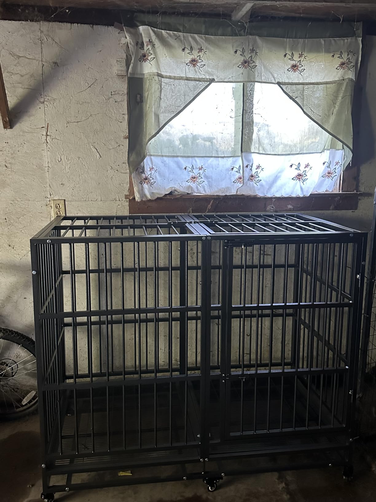 BOLDBONE 48 inch Heavy Duty Indestructible and Escape-Proof Dog Crate Cage Kennel for Large Dogs, High Anxiety Dog Crrate with Removable Wire Trays and Wheels, Extra Large XL XXL, Black customer photo 2