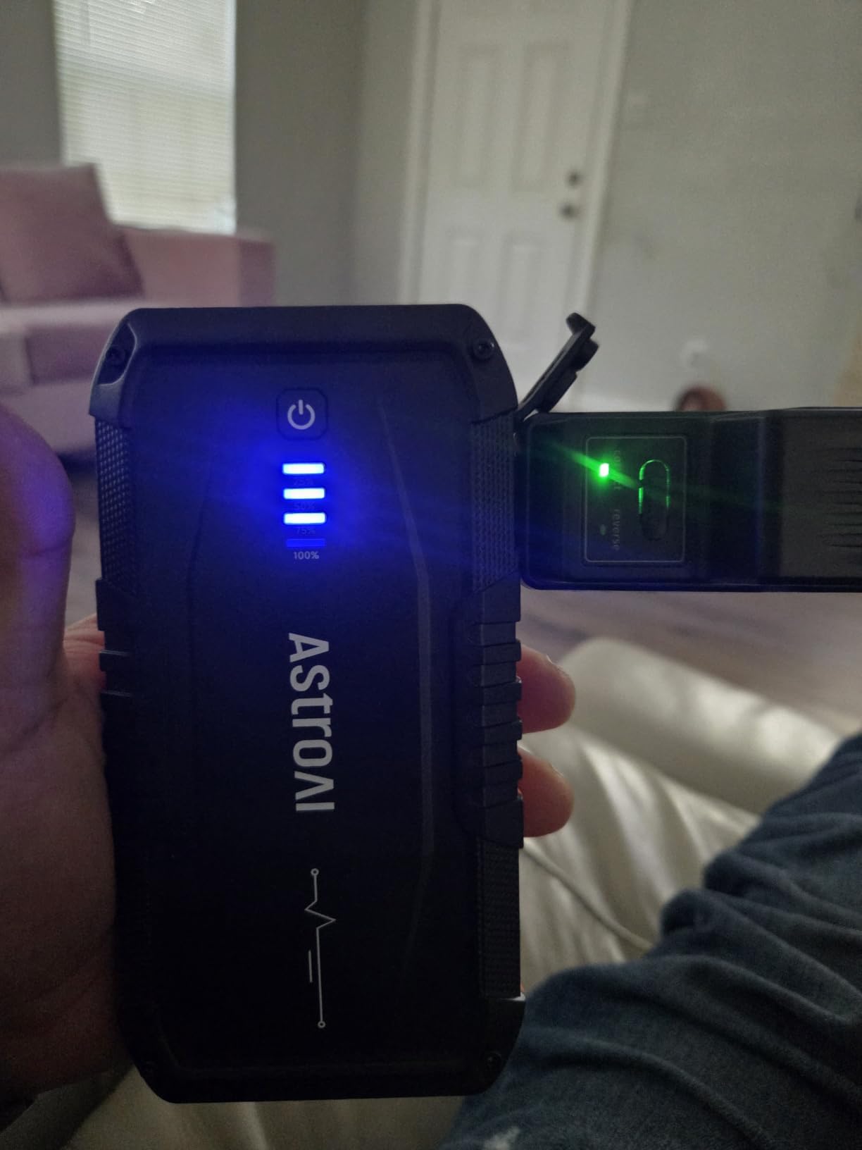 AstroAI S8 Car Battery Jump Starter 1500A - Portable 12V Lithium Jump Box | BOOST for Dead Battery, 3 Mode Flashlight, Power Bank & Smart Jumper Cables - for 6.0L Gas and 3.0L Diesel Engine, Orange customer photo 1