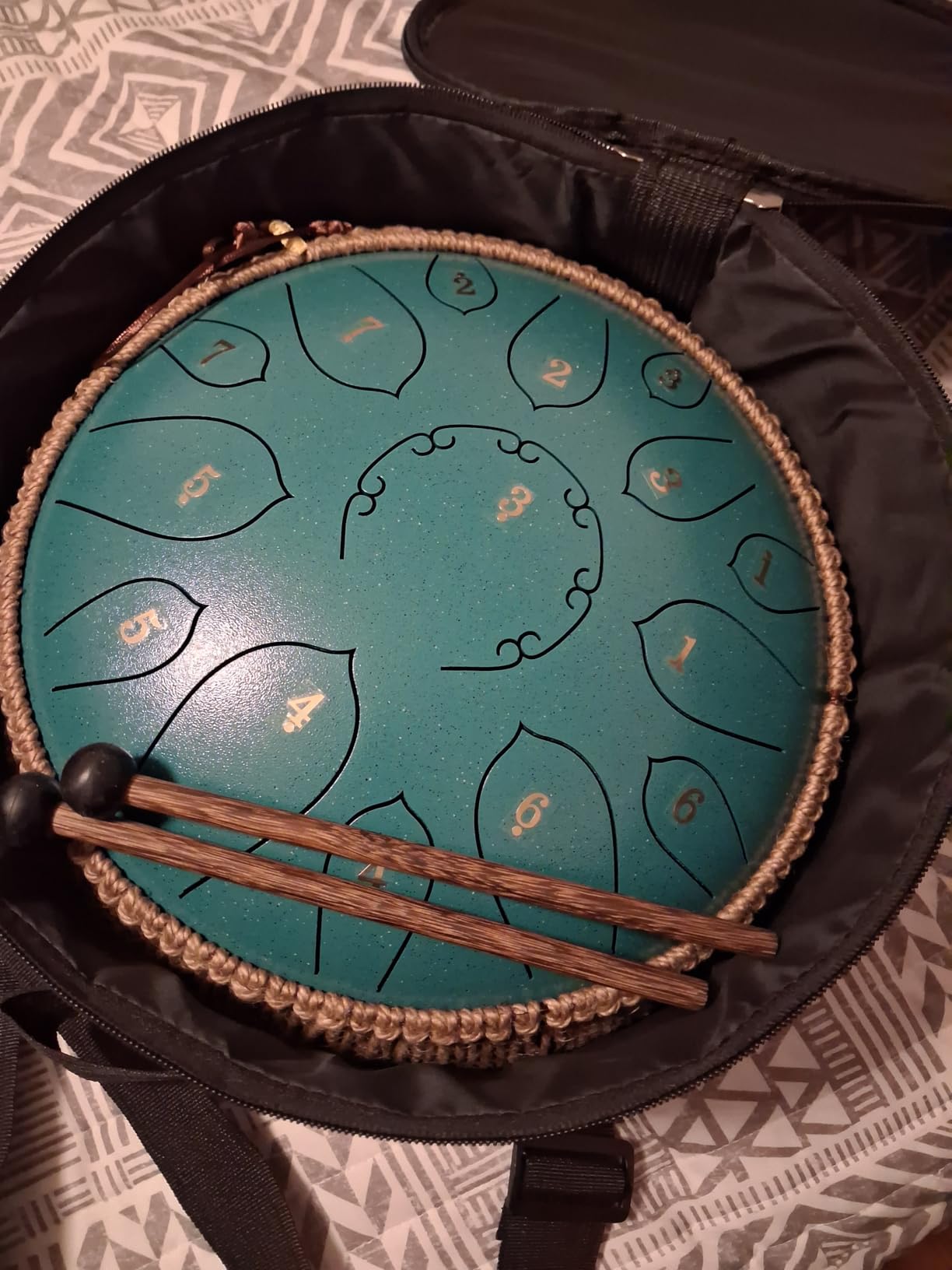 HOPWELL Steel Tongue Drum - 15 Note 12 Inch Tongue Drums - Percussion Instruments - Hand Pan Drum with Music Book, Drum Mallets and Carry Bag, D Major, Navy Blue customer photo 1