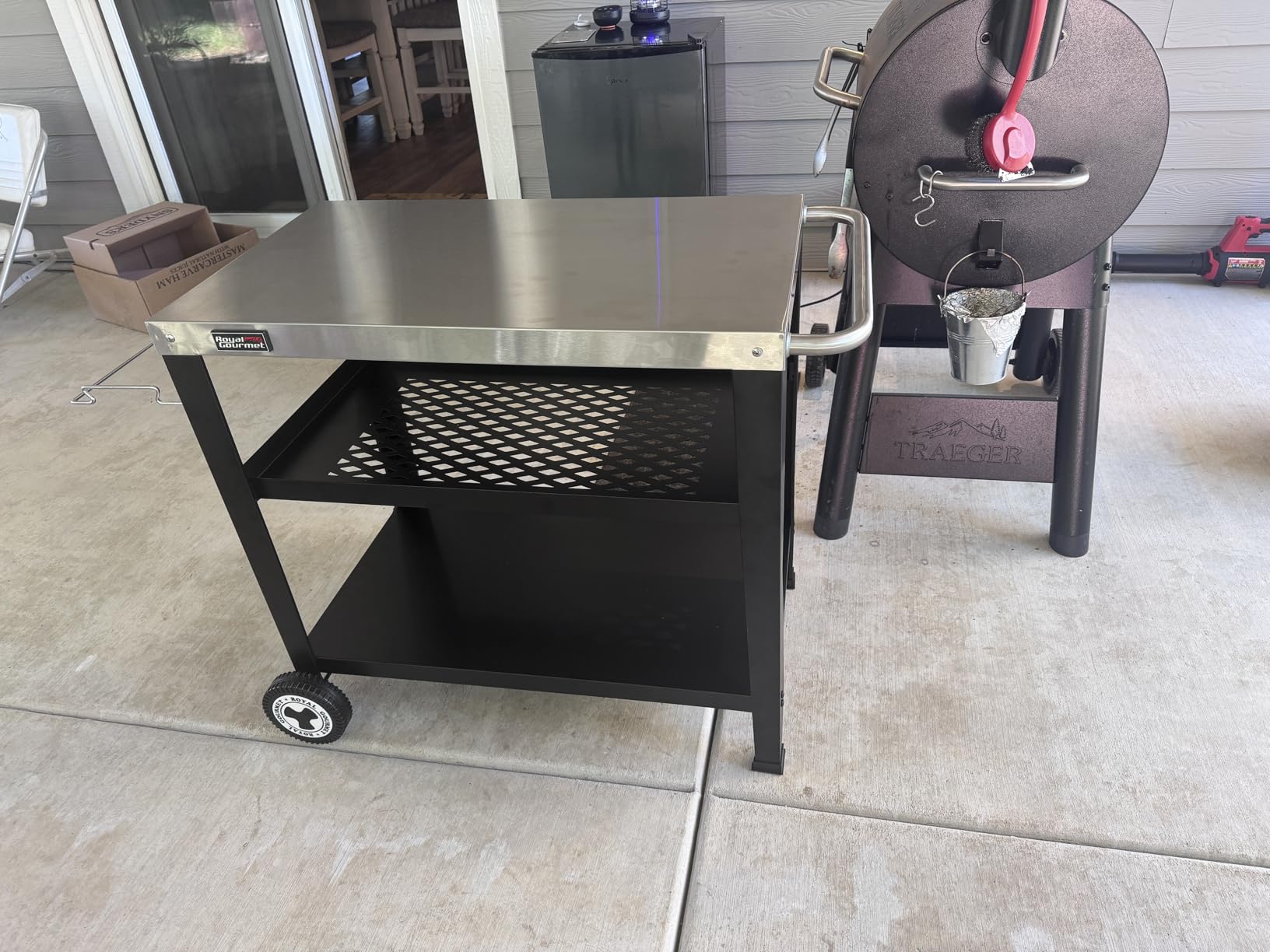 Royal Gourmet PC3404S Movable 3-Shelf Grill Table, Stainless Steel Tabletop | 34L x 20W Stainless Steel Tabletop | Removable Trash Bag Holder | Outdoor Garden Patio BBQ Kitchen Food Prep Table Cart customer photo 1