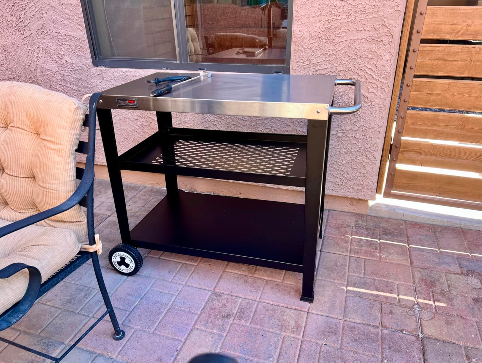 Royal Gourmet PC3404S Movable 3-Shelf Grill Table, Stainless Steel Tabletop | 34L x 20W Stainless Steel Tabletop | Removable Trash Bag Holder | Outdoor Garden Patio BBQ Kitchen Food Prep Table Cart customer photo 2