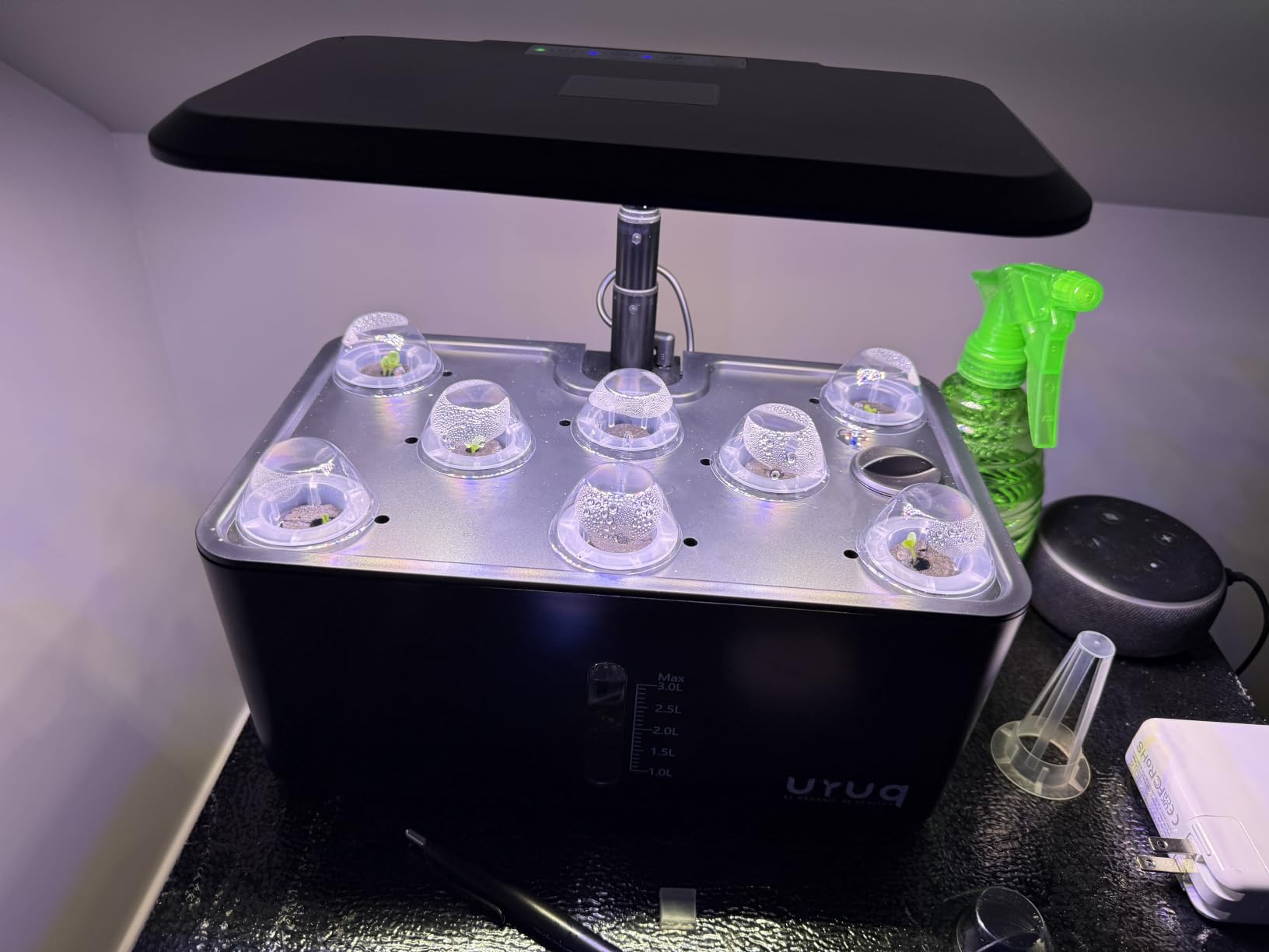 URUQ 8 Pods Hydroponics Growing System with LED Grow Light - White | Quiet Water Pump, Automatic Timer, Adjustable Height for Fresh Herbs, Vegetables, Indoor Gardening, Gifts for Plant Lovers customer photo 1
