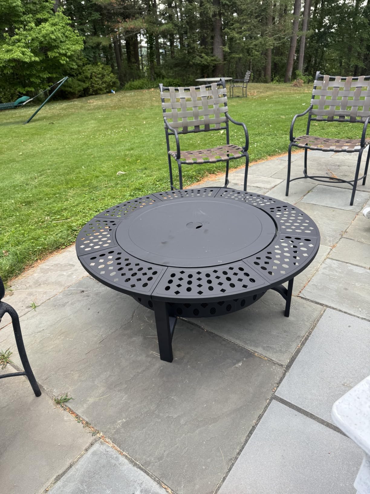 OutVue 36 Inch Fire Pit with 2 Grills, Wood Burning Fire Pits for Outside | Fire Pit with Lid, Poker & Round Waterproof Cover, BBQ & Outdoor Firepit & Round Metal Table 3 in 1 for Patio, Picnic, Party customer photo 2
