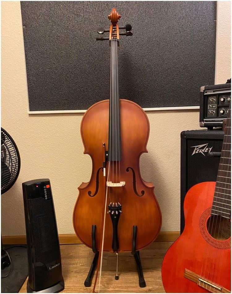 Ktaxon 4/4 Ebony Fitted Cello, Acoustic Cello Full Size Cello (Matte) | Full Equipment | Including 7mm Padding Cello Case, Extra String, Bridge, Bow and Rosin for Beginner Adult customer photo 1