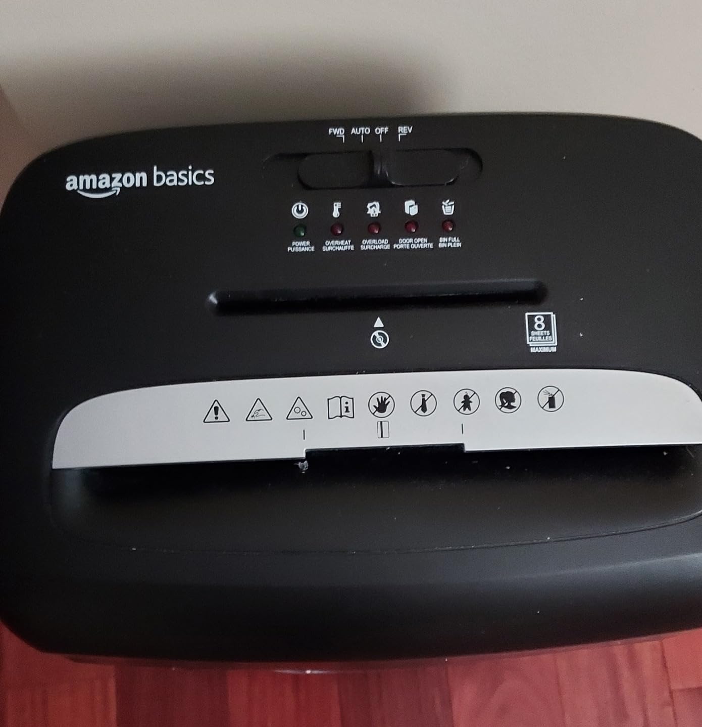 Amazon Basics High Security Micro Cut Paper Shredder, 8 Sheet Capacity, CD and Credit Card Shredder with Pull Out Bin, Black customer photo 2
