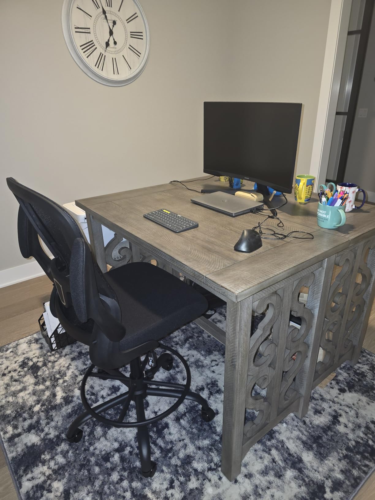 ErGear Drafting Chair with Footrest Ring and Flip-Up Arms for Tall Desks customer photo 1