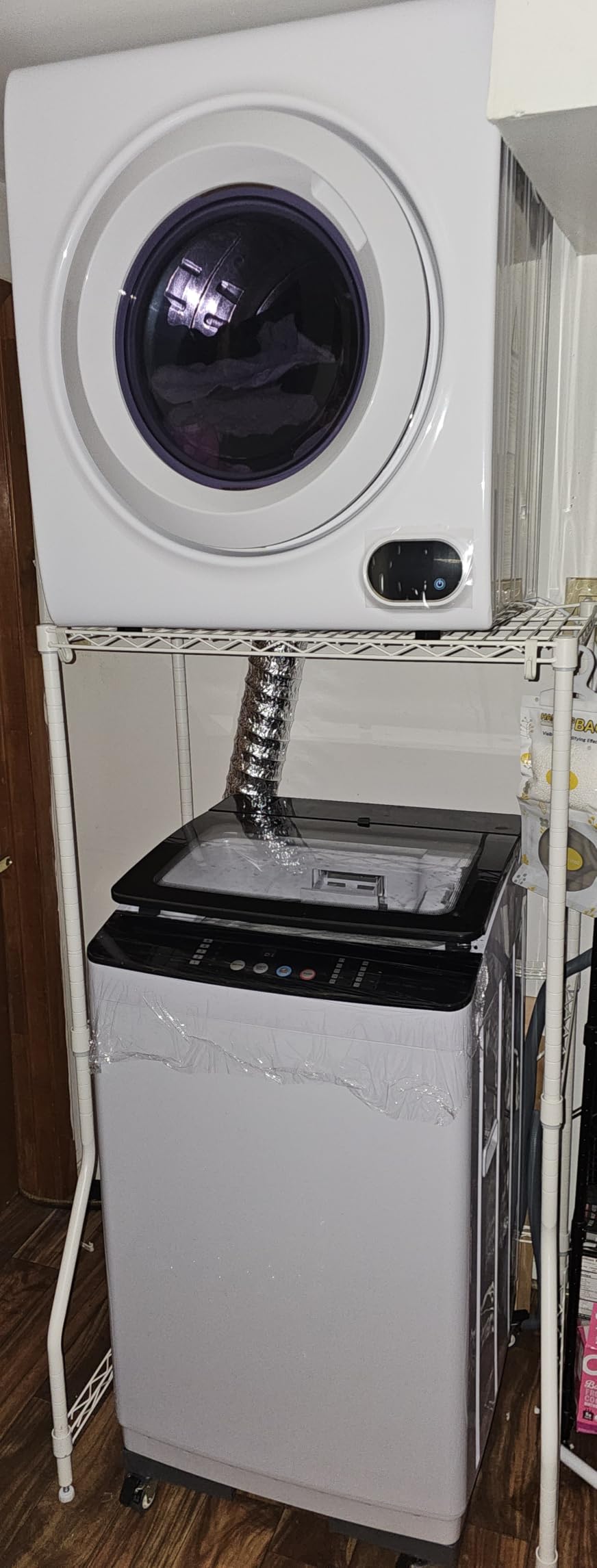 Euhomy Portable Dryer 1.5 cu. ft., 850W Powerful Clothes Dryer with Stainless Steel Drum and Exhaust Hose, Dryer Ideal for Apartments, RVs, Dorm Rooms, White customer photo 1