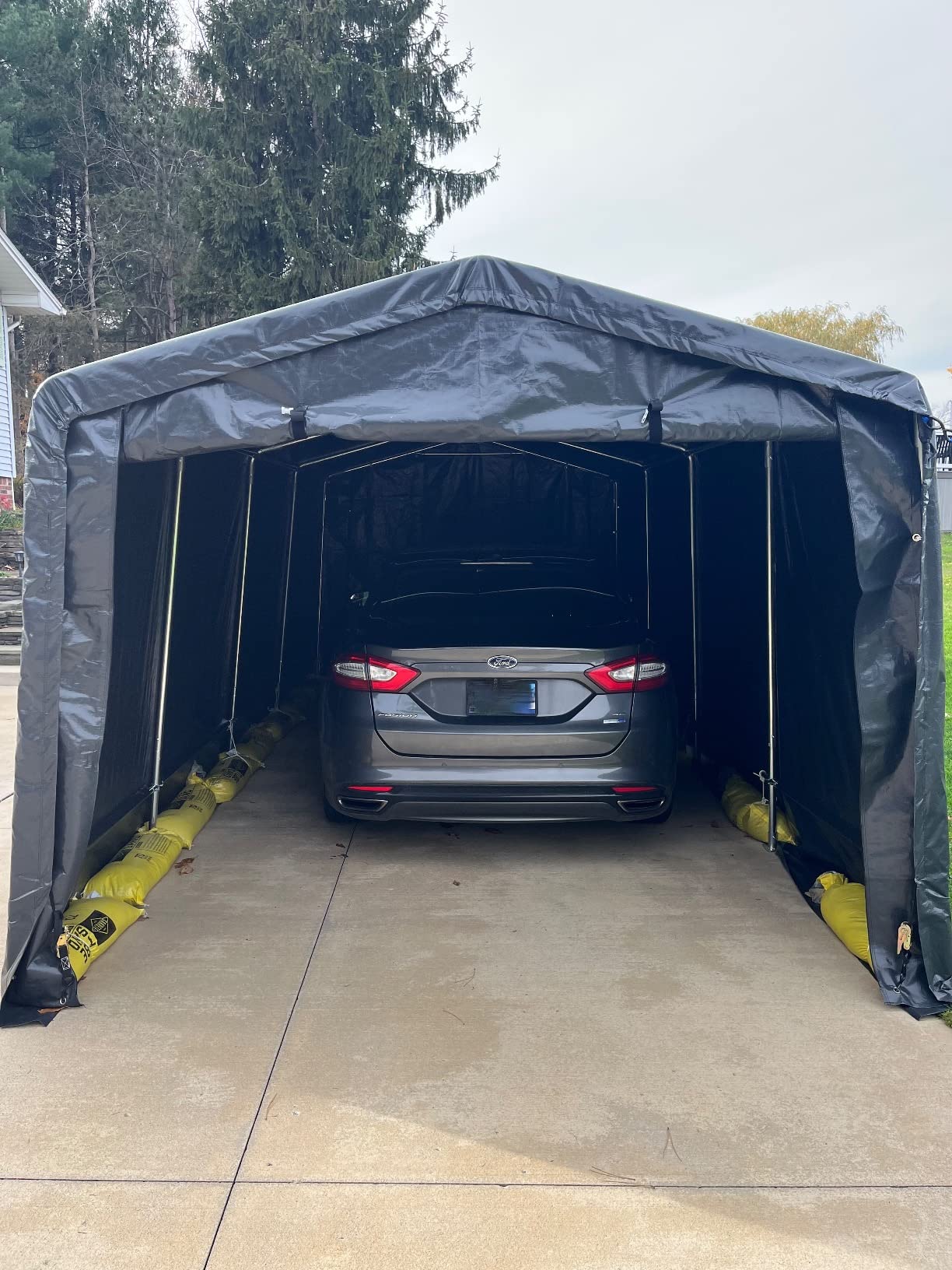 KING BIRD 10' x 20' Carport Shelter with Roll-up Ventilated Windows | Heavy Duty Round Style Garage Storage Portable Canopy Storage Shelter Shed for Boat, Patio Furniture and Lawn Mower-Dark Gray customer photo 2