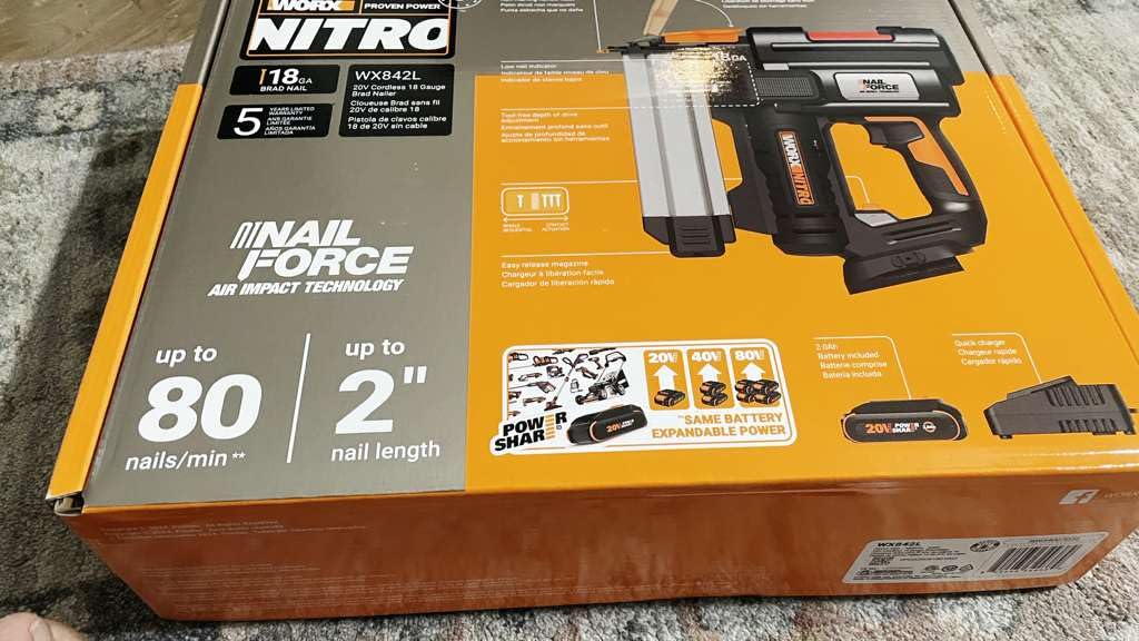 WORX Cordless Brad Nailer, 20V 18GA Nail Gun, WX842L customer photo 1