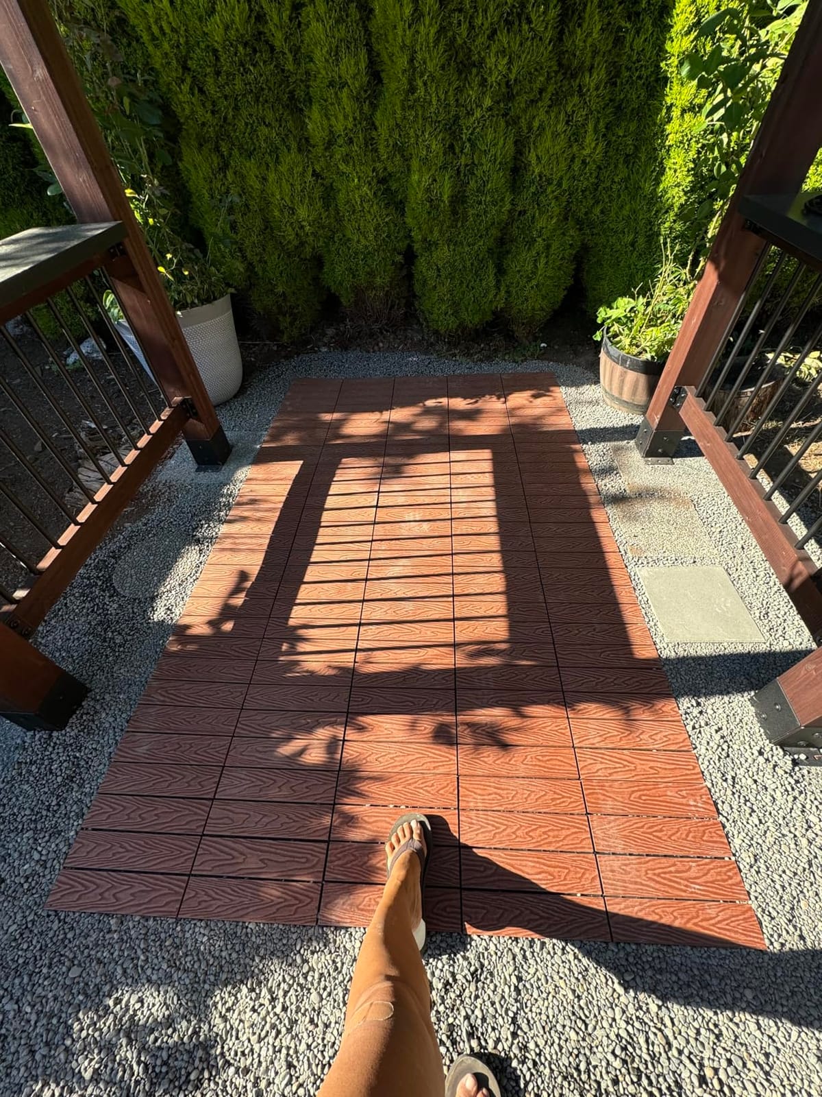IDZO Wood Plastic Composite Deck Tiles Set of 10, Sustainable FSC Composite Decking Resist Rust, Water, Weather, Easy to DIY & Maintain, Ideal for Patios, Balconies, Rooftops, Decks - Grey customer photo 2