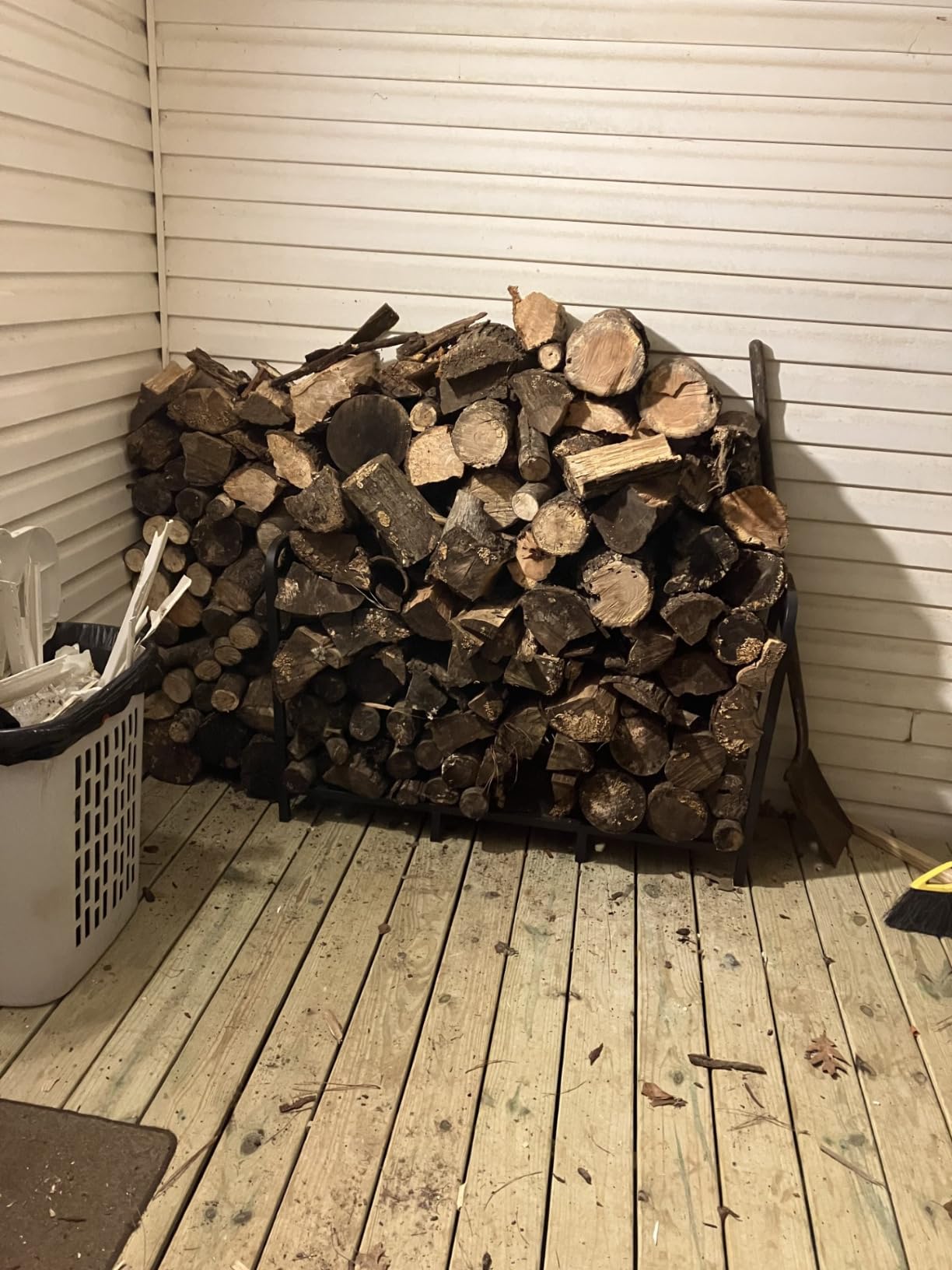4ft Firewood Rack Holder, Adjustable Heavy Duty Fire Log Stacker Stand for Fireplace, Outdoor Indoor Metal Wood Pile Storage Organizer, Patio Logs Stand tool, Black customer photo 2