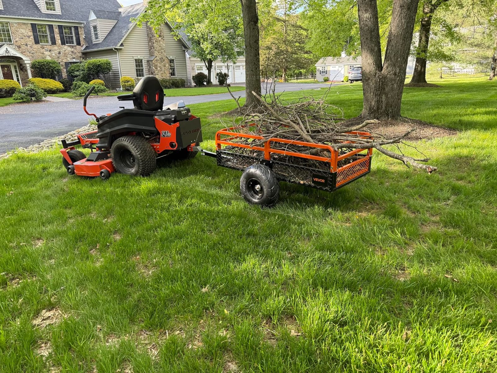 VEVOR Heavy Duty ATV Trailer Steel Dump Cart Tow Behind, 750 lbs 12 Cubic Feet, Garden Utility Trailer Yard Trailers with Removable Sides for Riding Lawn Mower Tractor customer photo 2