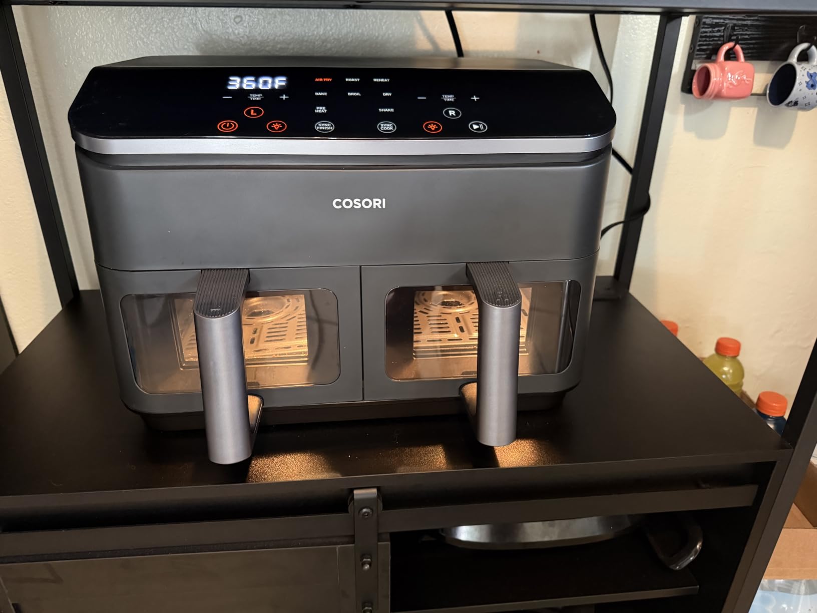 Cosori Dual Air Fryer, 9QT, 10-in-1, Sync Cook & Finish, Max 450F | Dual 4.5QT Baskets, Independent Cooking, Touch Control, 95-450F, 85% less oil, 130+ Nutritional Recipes, Dishwasher-Safe customer photo 1