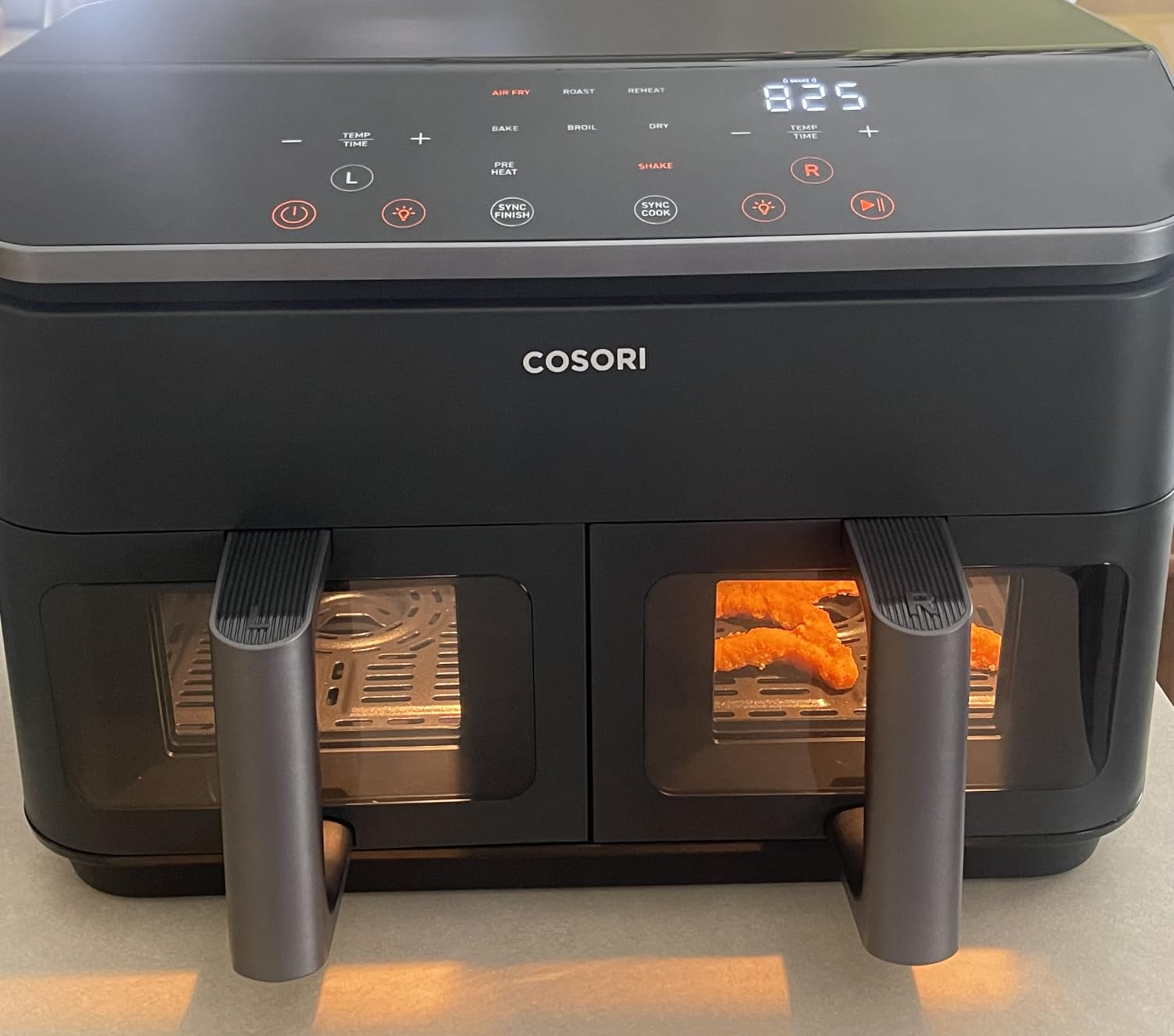 Cosori Dual Air Fryer, 9QT, 10-in-1, Sync Cook & Finish, Max 450F | Dual 4.5QT Baskets, Independent Cooking, Touch Control, 95-450F, 85% less oil, 130+ Nutritional Recipes, Dishwasher-Safe customer photo 2