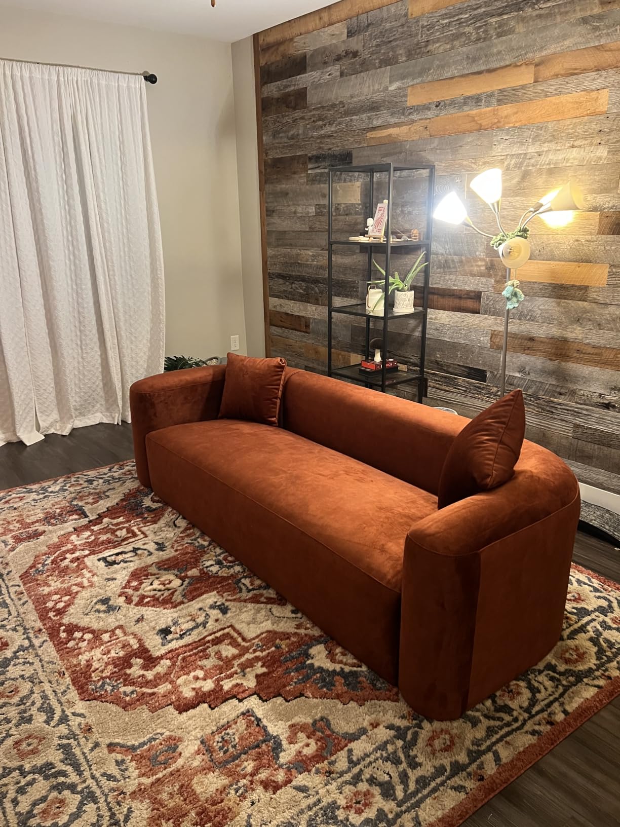 Acanva Mellow Modern Tight Curved Back Velvet Sofa, 3 Seater, Cream customer photo 1