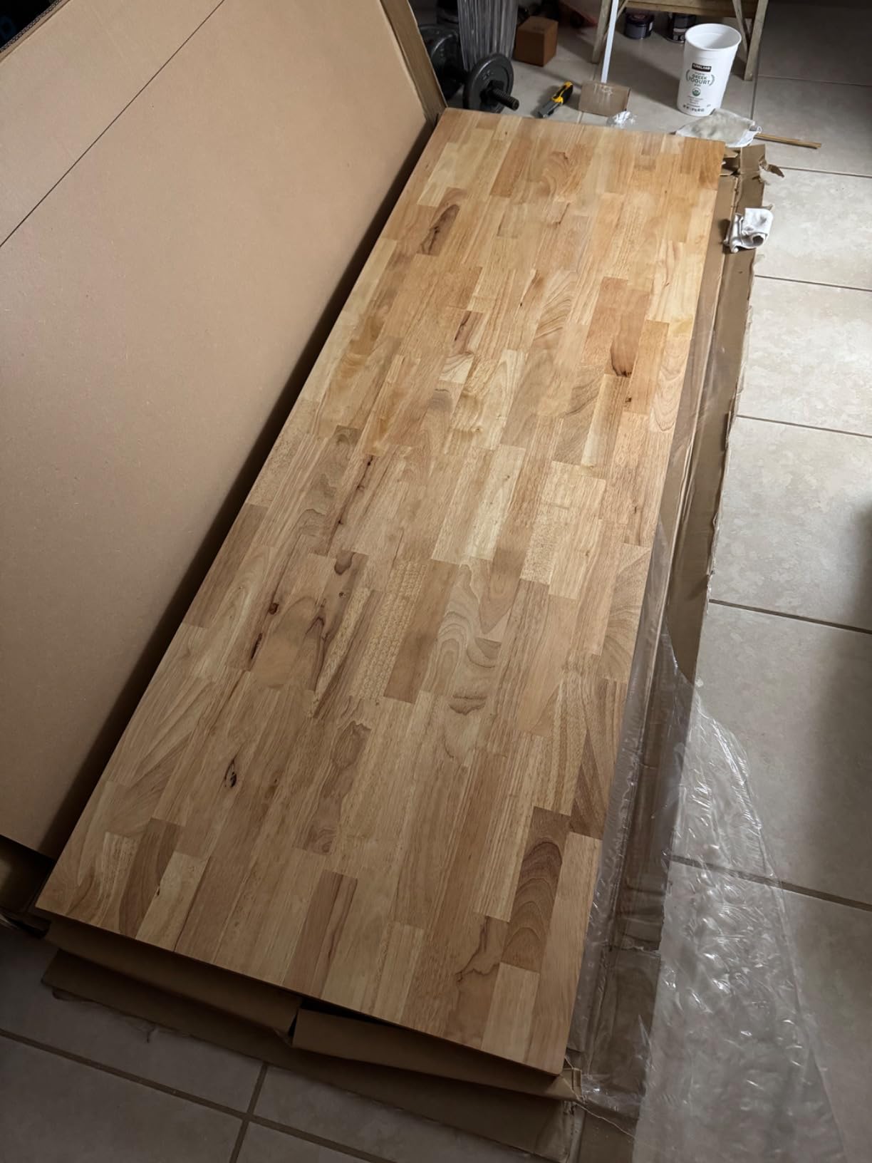 Bme Hevea Solid Wood Butcher Block Countertop, Wood Table Top, Butcher Block Desk Table Top for DIY Kitchen Island, Washer Dryer, or Workstation - Unfinished - 96
