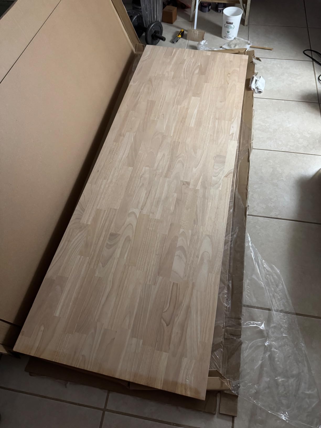 Bme Hevea Solid Wood Butcher Block Countertop, Wood Table Top, Butcher Block Desk Table Top for DIY Kitchen Island, Washer Dryer, or Workstation - Unfinished - 96