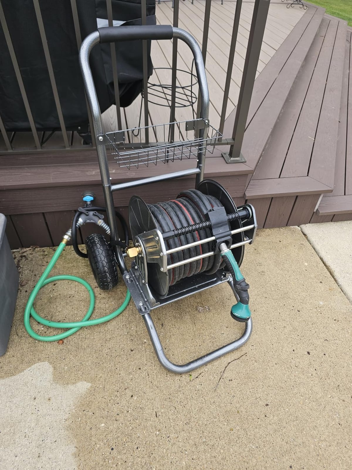Giraffe Tools Garden Hose Reel Cart with Wheels, Heavy Duty Metal Water Hose Reel Cart, 200 ft of 1/2 Capacity, Mobile Hose Reel Cart for Outside customer photo 1