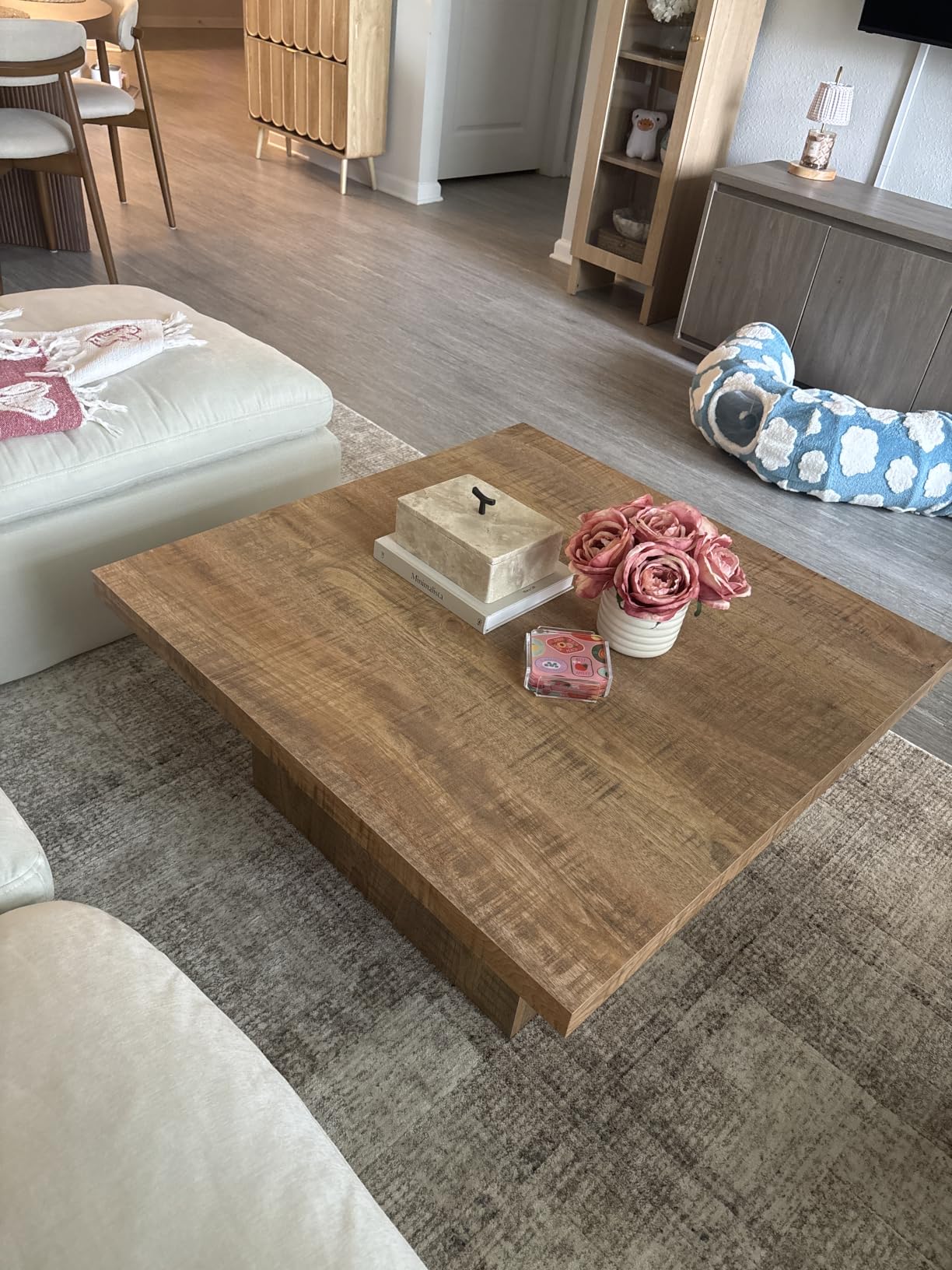 Coaster Home Furnishings Zetta Square Coffee Table, Mango Wood, 35-Inch Top | Rustic Wood-Look Laminate, Modern Living Room Centerpiece Furniture customer photo 1