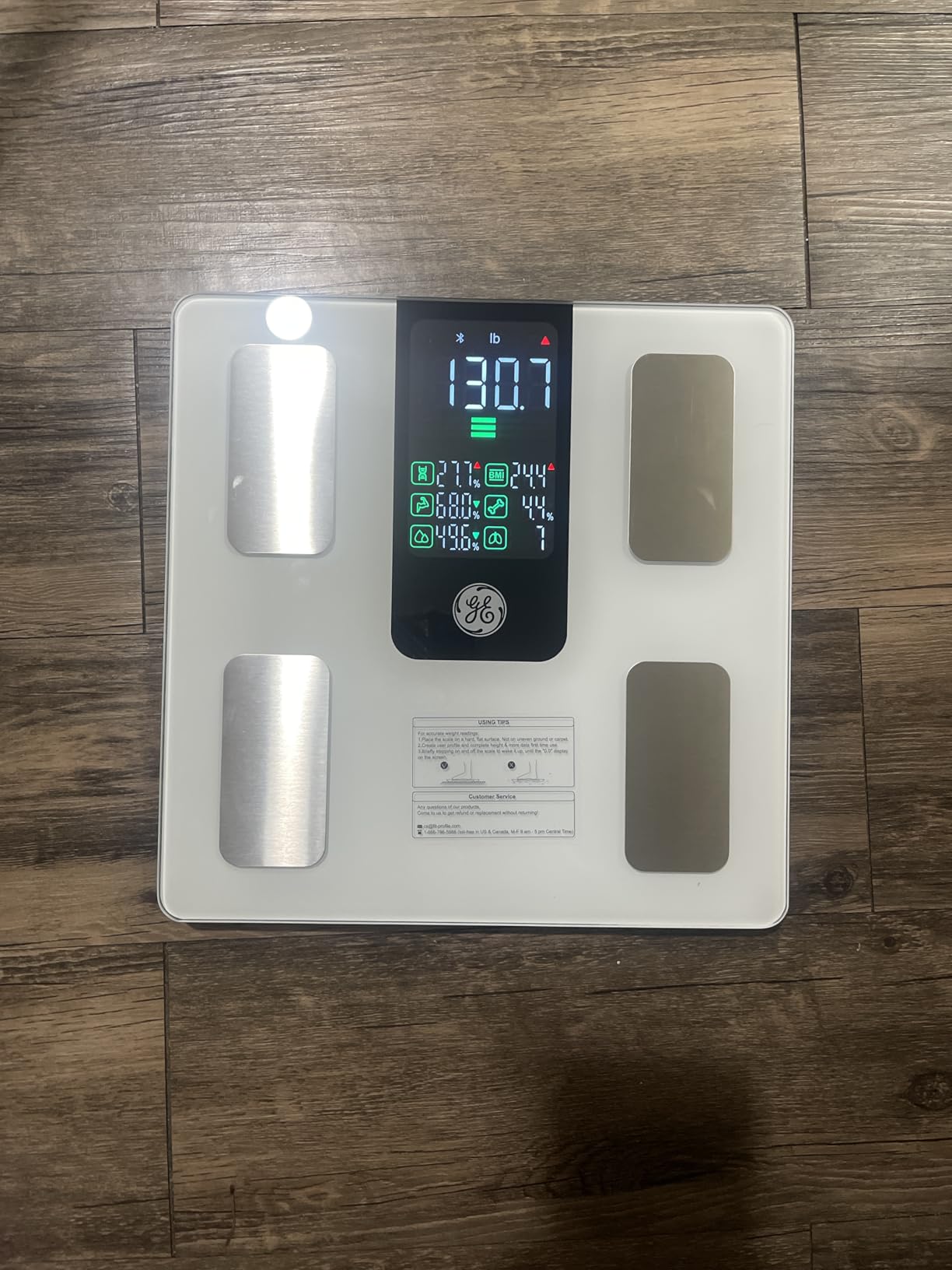 GE Smart Scale for Body Composition, Weight, BMI, 500lb, Large 11.8-Inch | Body Fat Scale with Muscle Mass, Digital Bathroom Weighing Health Monitor, FSA Eligible HSA, Bluetooth App Sync, Dark Blue customer photo 2
