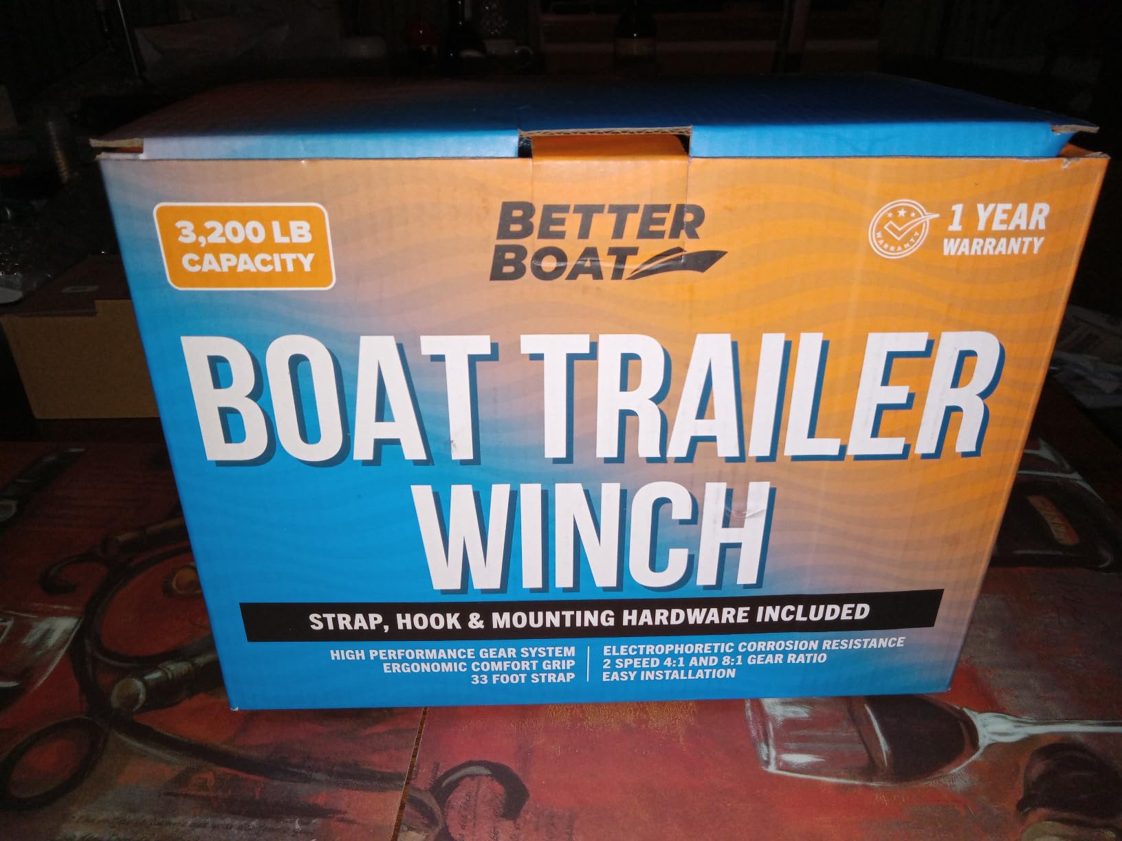 Boat Trailer Winch with Strap and Hook, Manual Hand Crank Winch, Heavy Duty | 3200lbs Two Speed Ratchet Gear, for Pulling Boat Parts, Trailers, Car, or Truck Towing customer photo 2