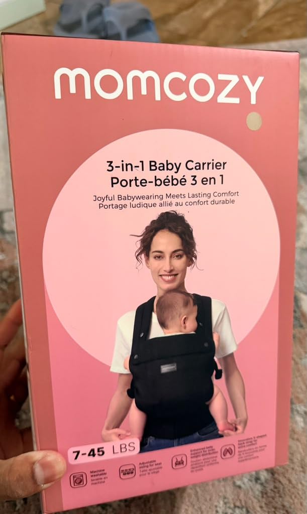 Momcozy PureHug Baby Carrier - Ergonomic, Cozy and Lightweight for 7-45 lbs, Hip-Healthy, 3D EVA Lumbar Support, X-Straps for Even Weight Distribution, 100% Cotton, Khaki customer photo 1