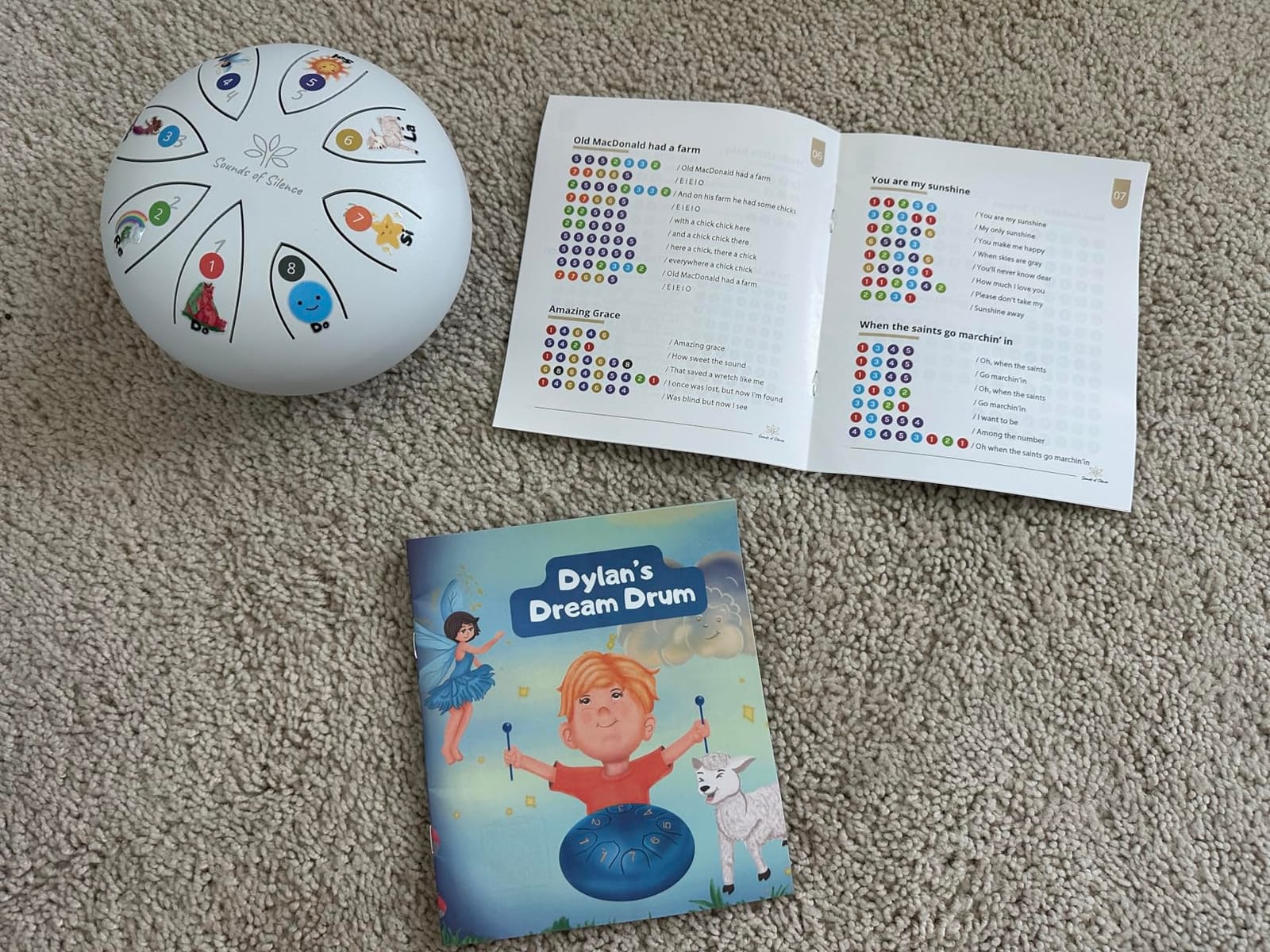 Sounds Of Silence Steel Tongue Drum for Kids with Storybook and Songbook | Dylan's Dream Drum, Ages 3+, Calming Bedtime Musical Gift, Easy to Play, 6 Inch 8 Notes, Includes Mallets, Carry Bag, 432 Hz customer photo 1