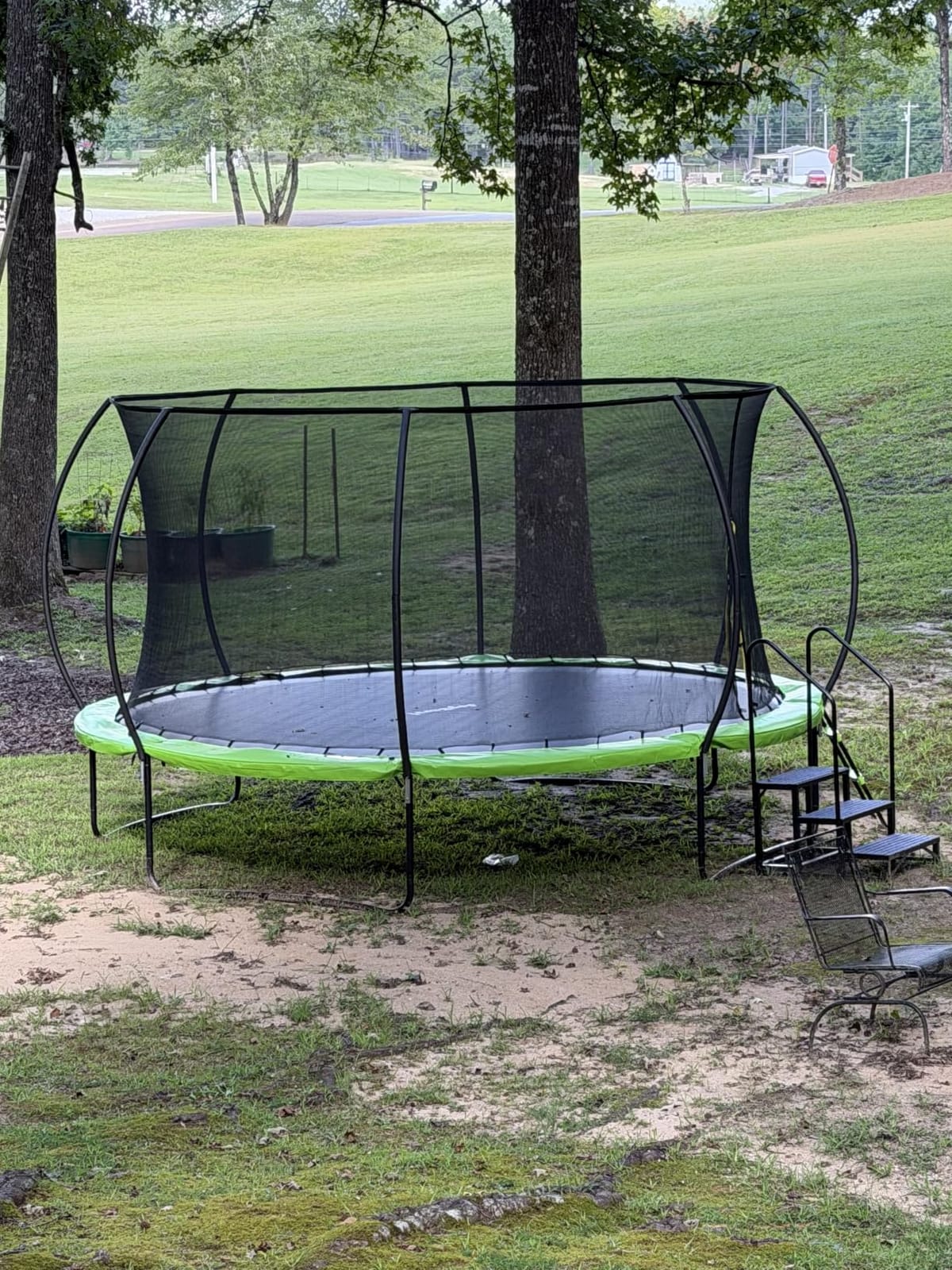 JoyBerri Outdoor Trampoline - with LED Lights, Net, Ladder, ASTM Certified | 8Ft 10Ft 12Ft 14Ft 15Ft 16Ft, 450lb capacity, kids & adults, anti-rust steel, net + ladder + stakes, 5-year protection customer photo 1