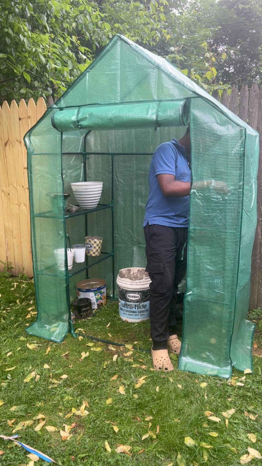 56x30x76 Walk-in Greenhouse for Outdoors, Portable Plant House with Shelves | White PE Cover, Three Shelf Levels on Each Side, Roll-Up Zipper Door, Steel Frame, Anchors and Ropes for Seedlings and Herbs customer photo 1
