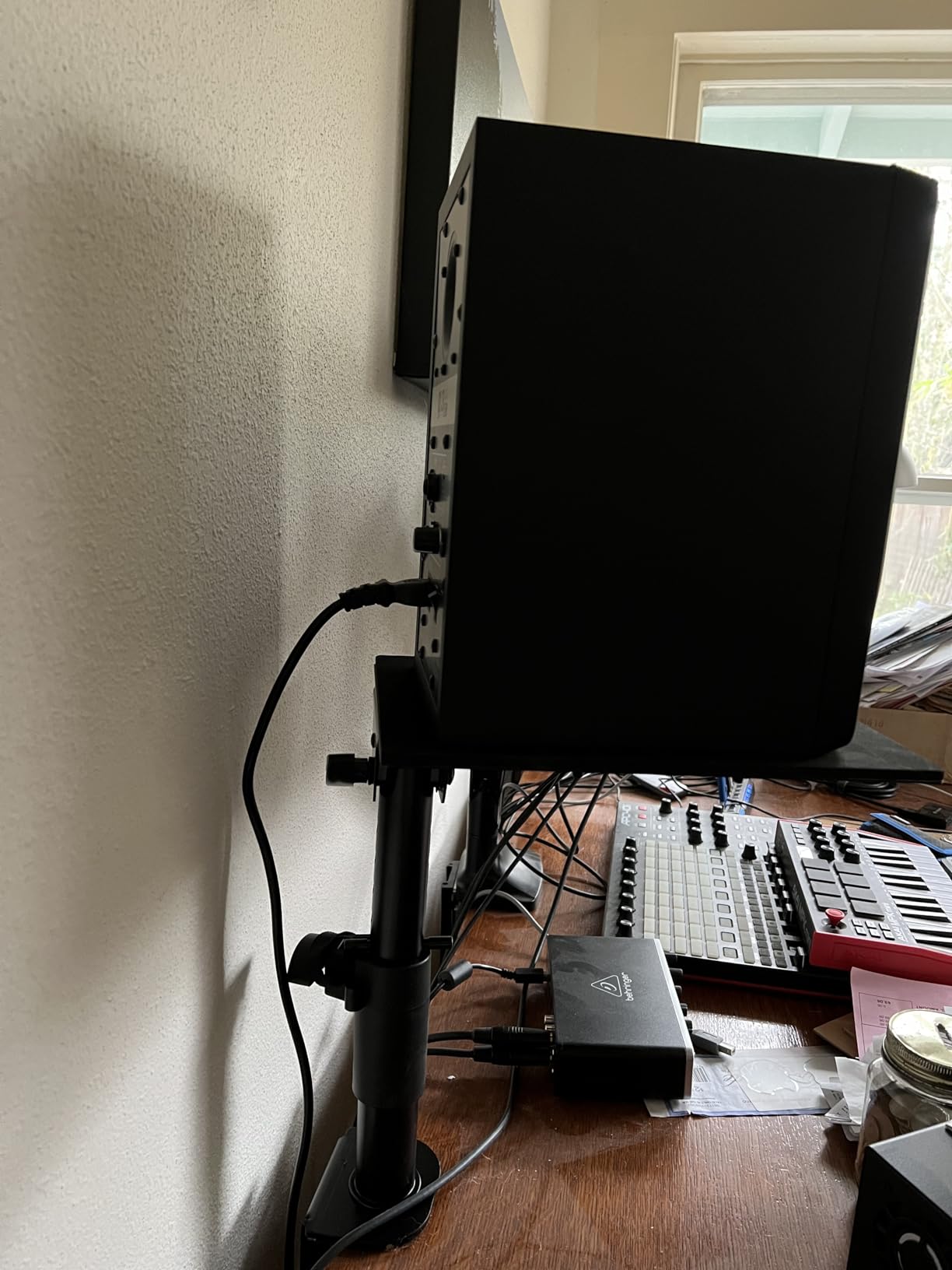 Liquid Stands Studio Monitor Stands - Music Studio Desktop Speaker Stand - 2 Pack 12x9 Clamp-on Adjustable Short or Tall Speaker Support for Music Booth Desk Audio Monitor Stand Mount with Tilt customer photo 1
