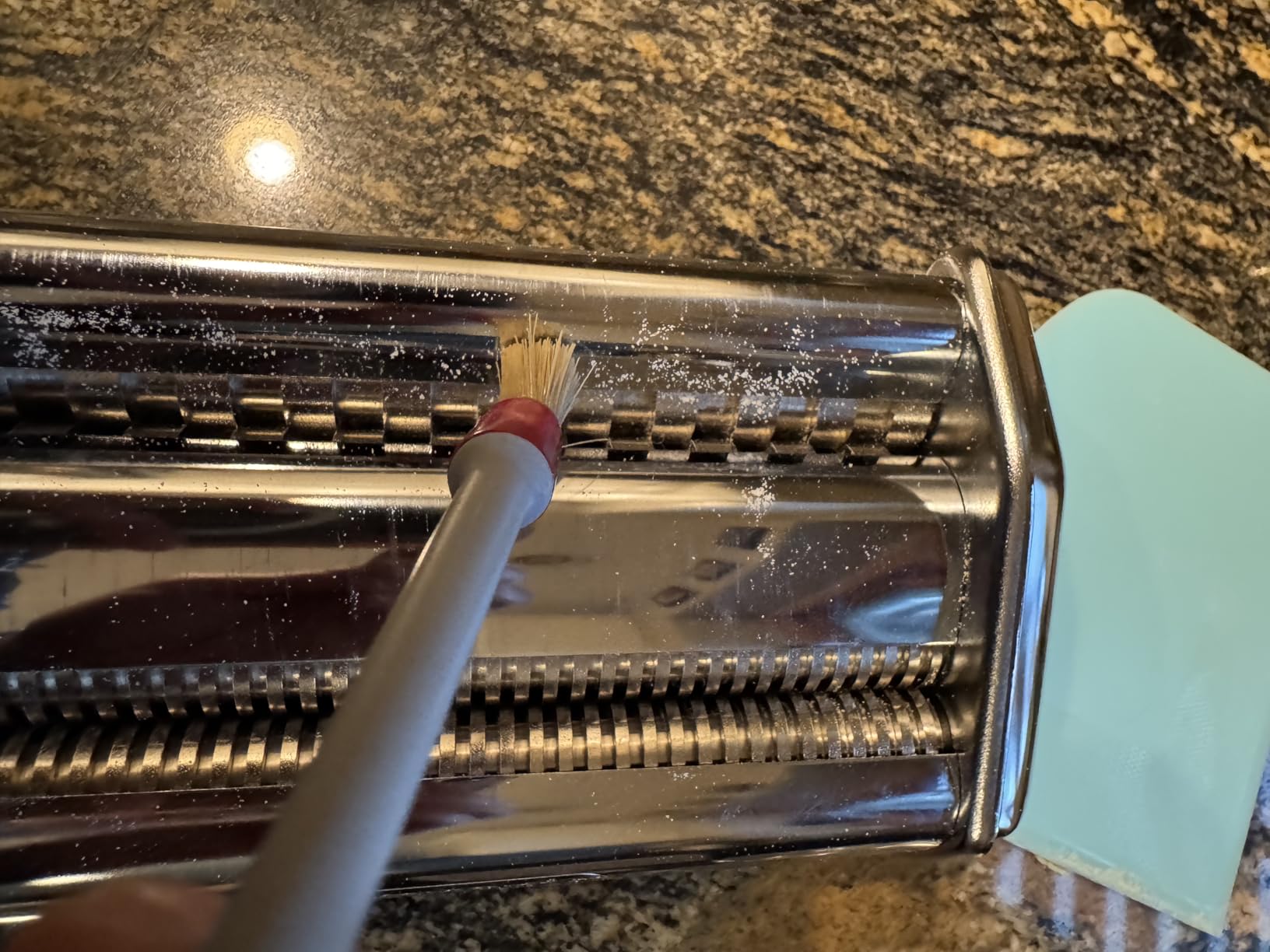 Imperia Pasta Maker Machine- 100% Made in Italy, Heavy Duty Steel Construction, Easy Lock Dial, Wood Grip Handle & Cleaning Brush- Fresh Homemade Italian Spaghetti Fettuccine or Lasagna (Classic Line) customer photo 1