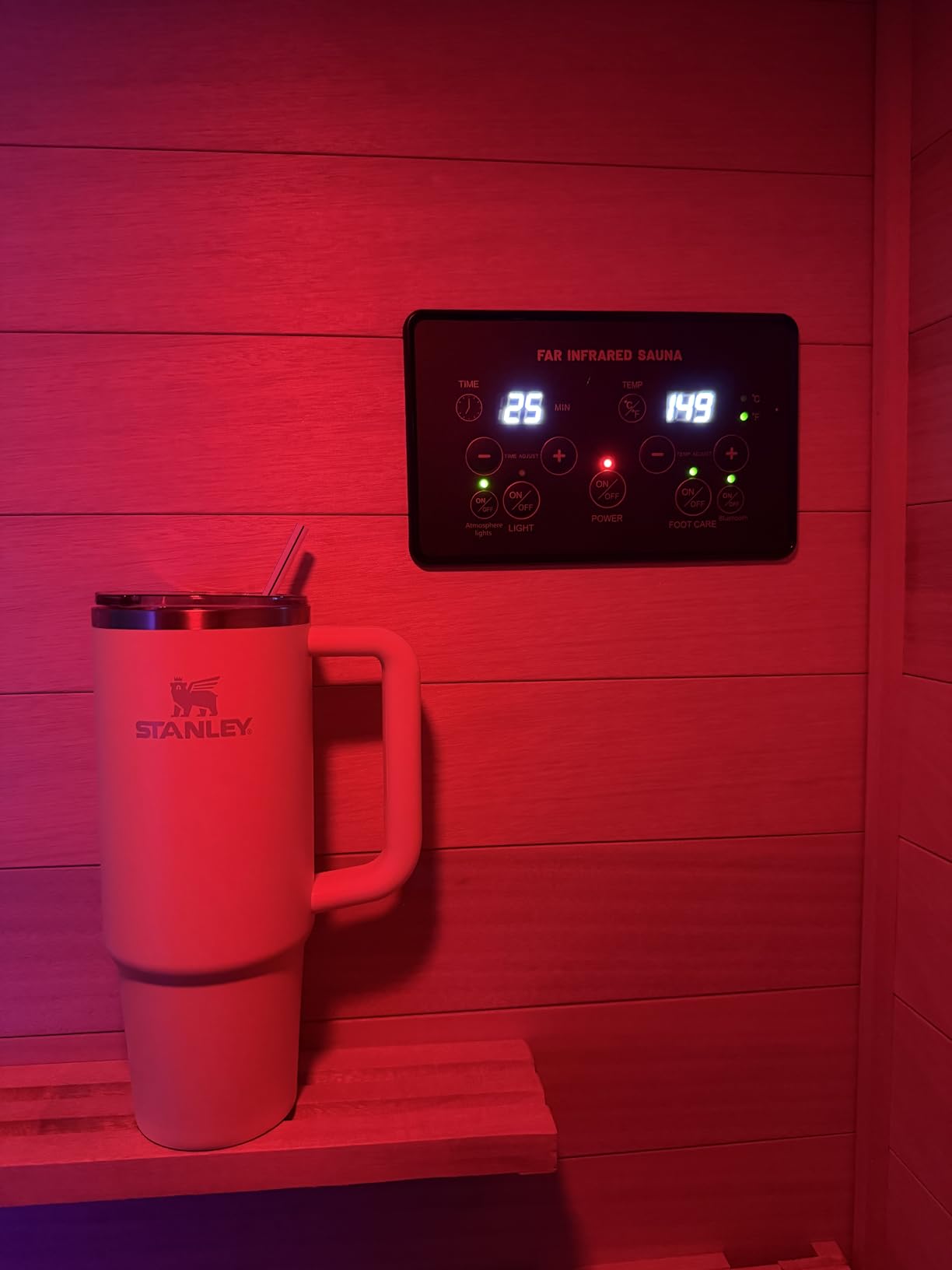 OUTEXER Far Infrared Sauna Home Sauna Spa Room Low-EMF Wood 1200W 120V | Indoor Saunas with 7 color light Tempered Glass Door, Room:35.2*27.6*61.6Inch customer photo 2