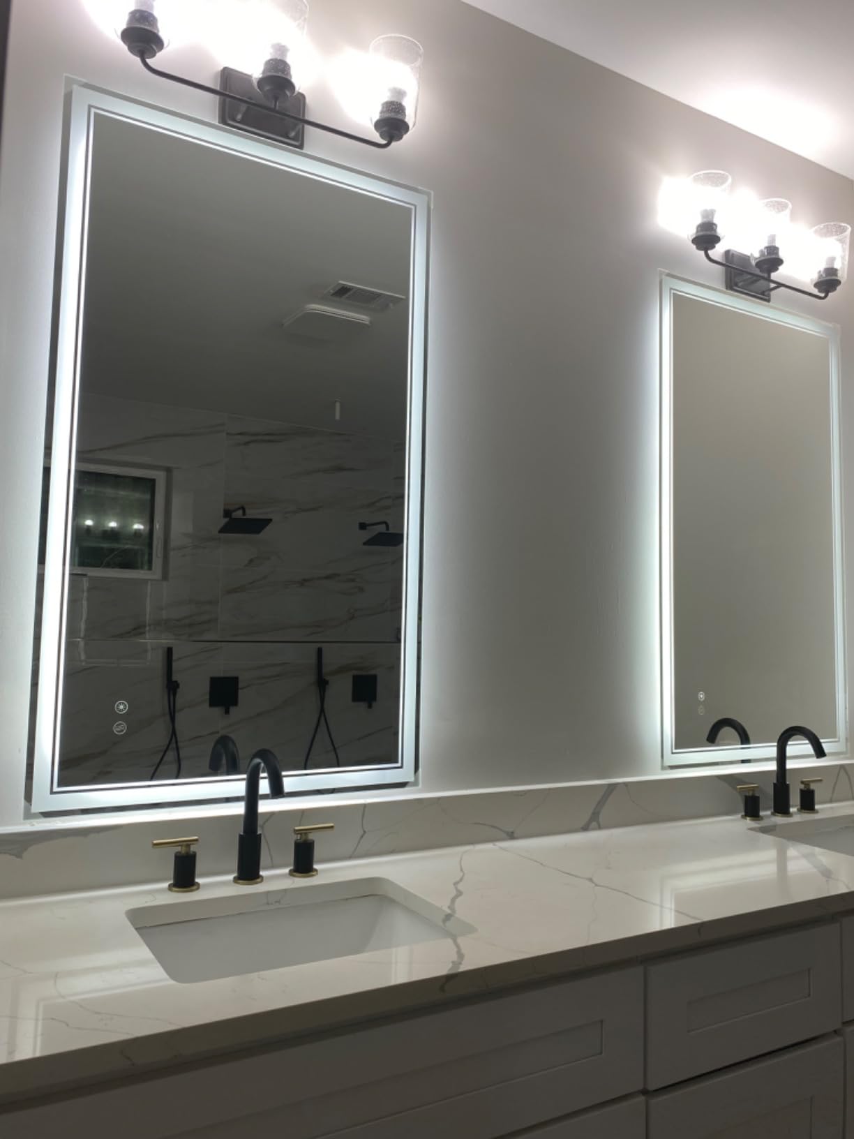 48 x 28'' LED Mirror for Bathroom, Bathroom Mirror with LED Lights | Fogless, Stepless Dimmable 3 Colors, Lighted Bathroom Mirror Wall Mounted, Tempered Glass, Horizontal/Vertical customer photo 2