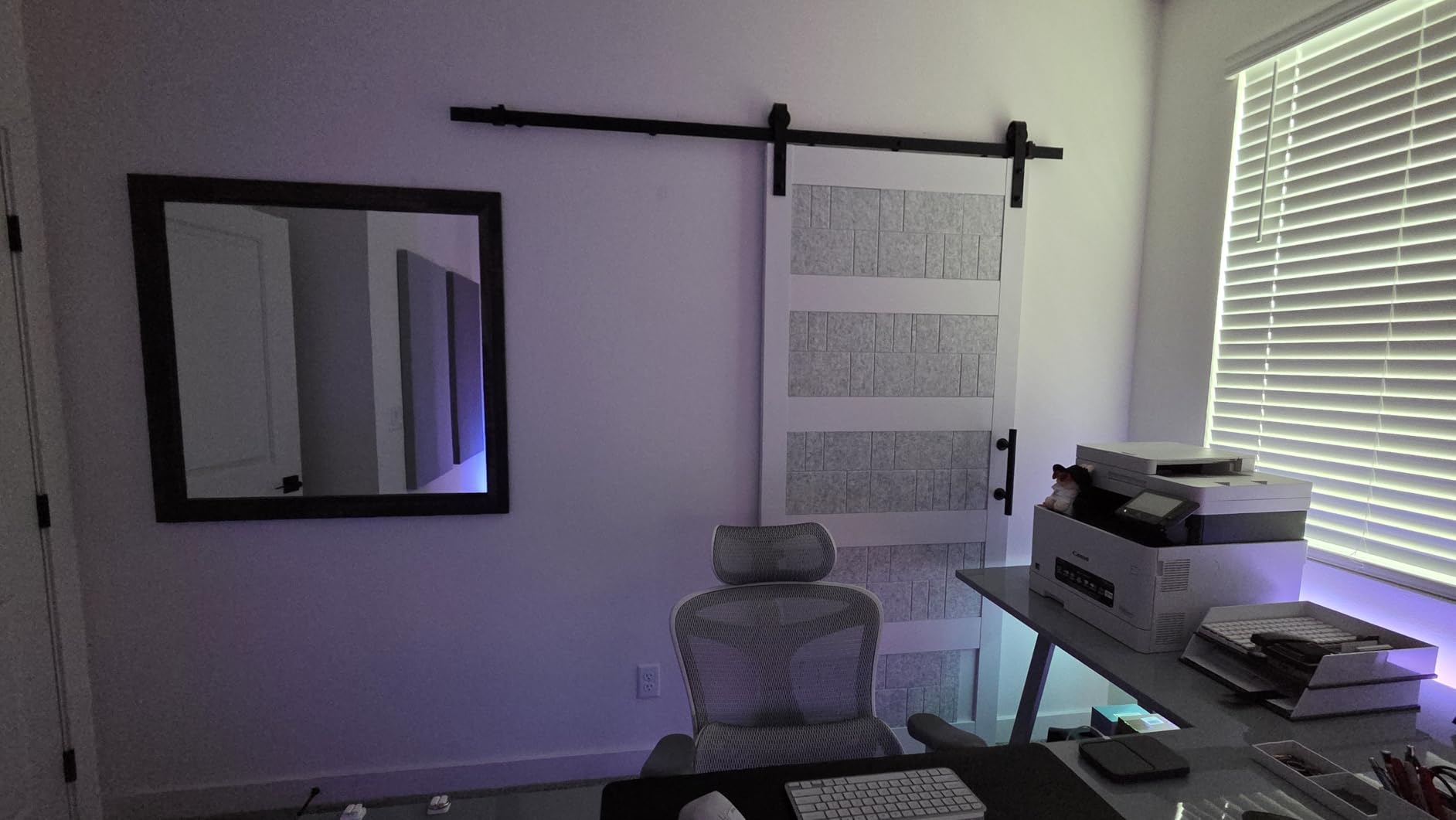 28in x 84in Sliding Barn Door 5 Panel with Water-Proof PVC Surface | Solid Barn Door Slab with 5ft Barn Door Hardware Kit & Handle, Pre-Drilled Holes Easy Assembly, White customer photo 2