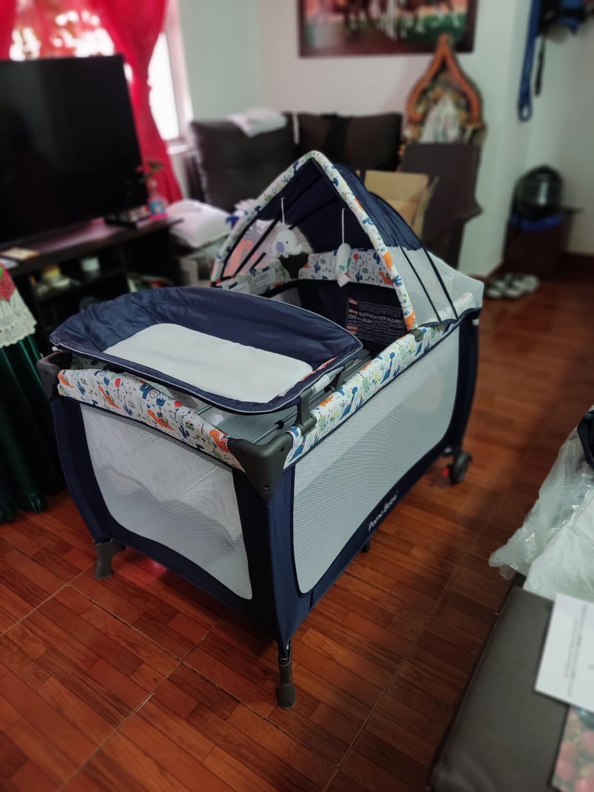 Pamo Babe Baby Playard with Canopy, Portable Crib with Changing Table customer photo 1