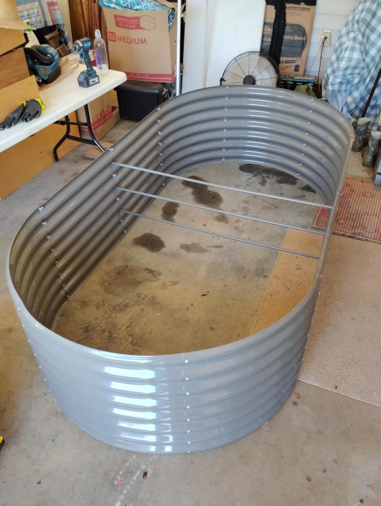 Anleolife 8x4x2ft Oval Deep Root Galvanized Raised Garden Bed, Quartz Grey | 478-Gallon Capacity, 24in Soil Depth, Interior Bracing and Broad Crop-Row Space for Tomatoes, Peppers and Seasonal Rotation customer photo 1
