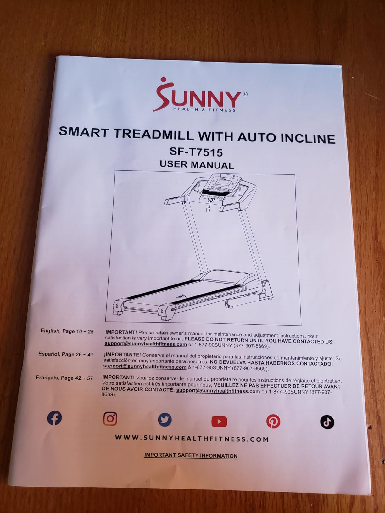 Sunny Health & Fitness Fully Assembled Auto Incline Treadmill for Home Gym customer photo 1