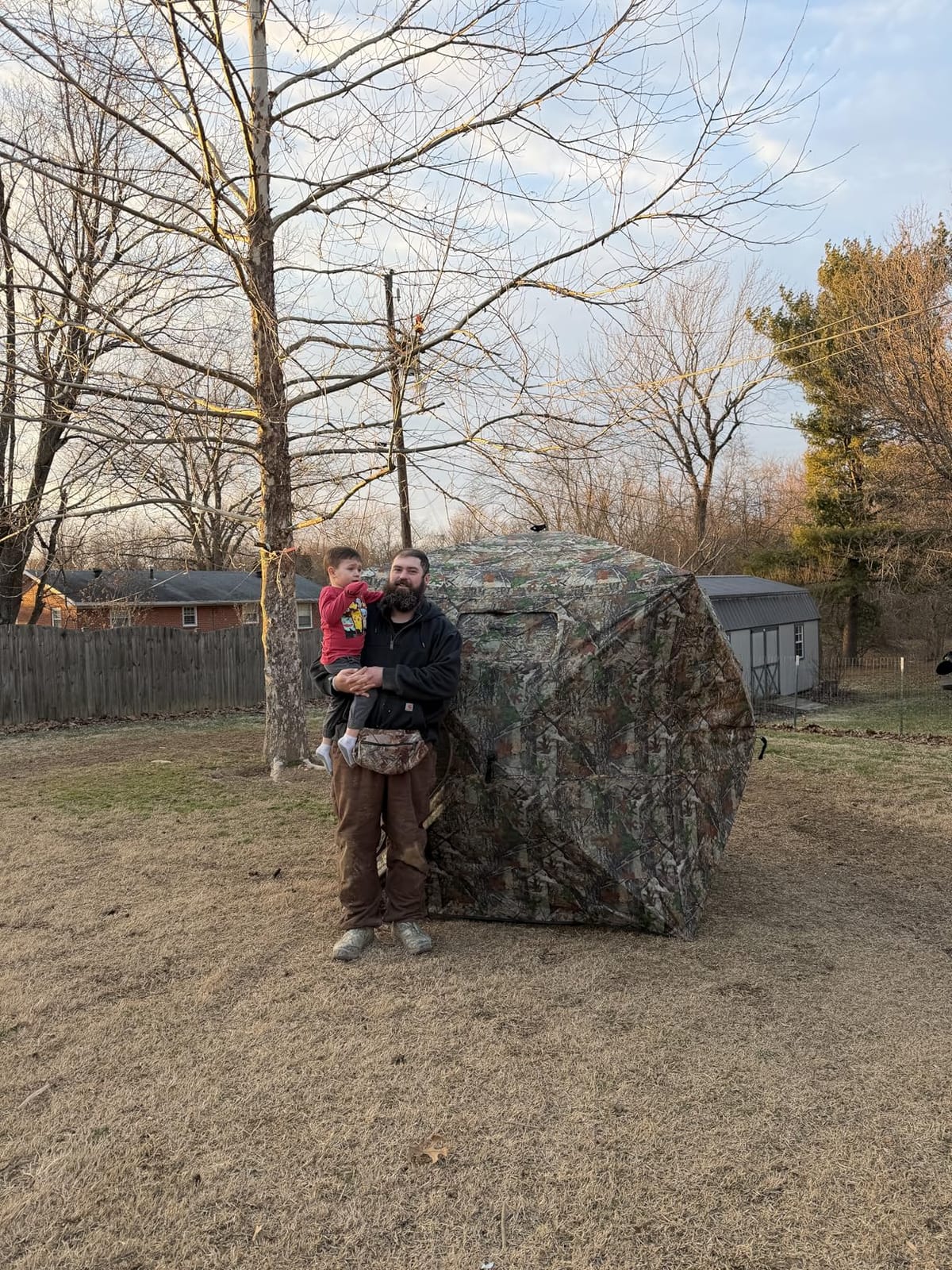 FUNHORUN Hunting Blind with Floor Mat, 360 See Through Ground Blind, Pop Up | 2/3/4 Person Camouflage Tent, Portable Concealed Shelter with Carrying Bag, Detachable Zip-in Floor, Silent Sliding Windows customer photo 1