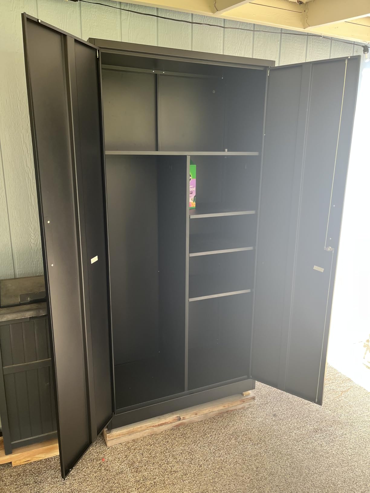 SISESOL Metal Storage Cabinet with Doors and Shelves, Garage Storage Cabinet with Lock, Black Grey Metal Cabinets with Locking Doors, Steel Cupboard for Home, Office, Garage Cabinets 36