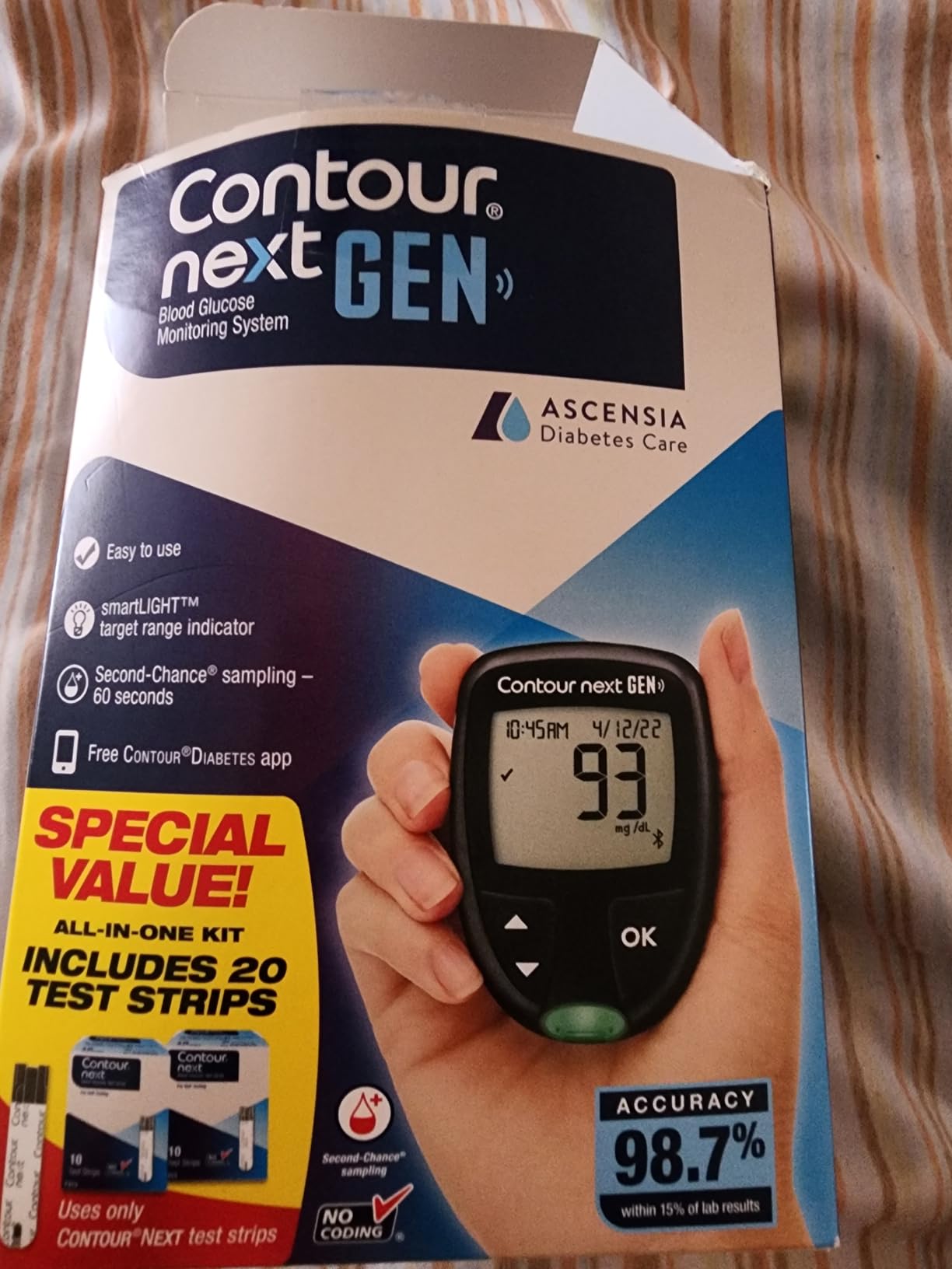 Ascensia CONTOUR NEXT GEN Blood Glucose Monitor All in One Kit + 20 Strips | Includes 20 Test Strips, Accurate Blood Sugar Monitor, Easy-to-Use Glucose Meter, Portable, Reliable Diabetes Testing Kit customer photo 2