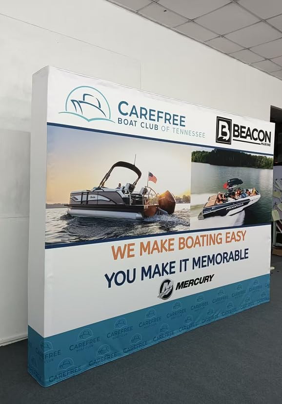 Customize Fabric Display Stand Trade Show Backdrop Aluminum Pop Up Display | 7.5×7.5 FT Banner Backdrop Step and Repeat Stand with Collapsible Frame and Banner Set customer photo 1