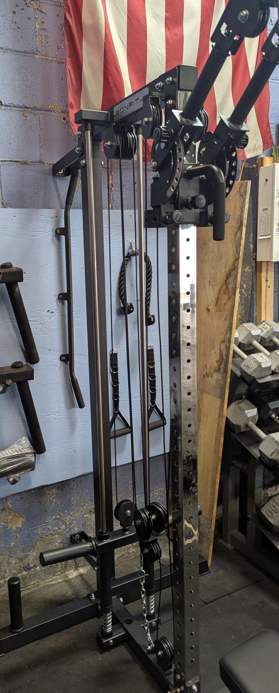 Eonfit E1 2.0 Cable Station, Cable Crossover Machine with Pulley System | Wall Mount & Free Standing Dual Swivel Arms Cable Machine with Removable Footplate for Garage Home Gym customer photo 2