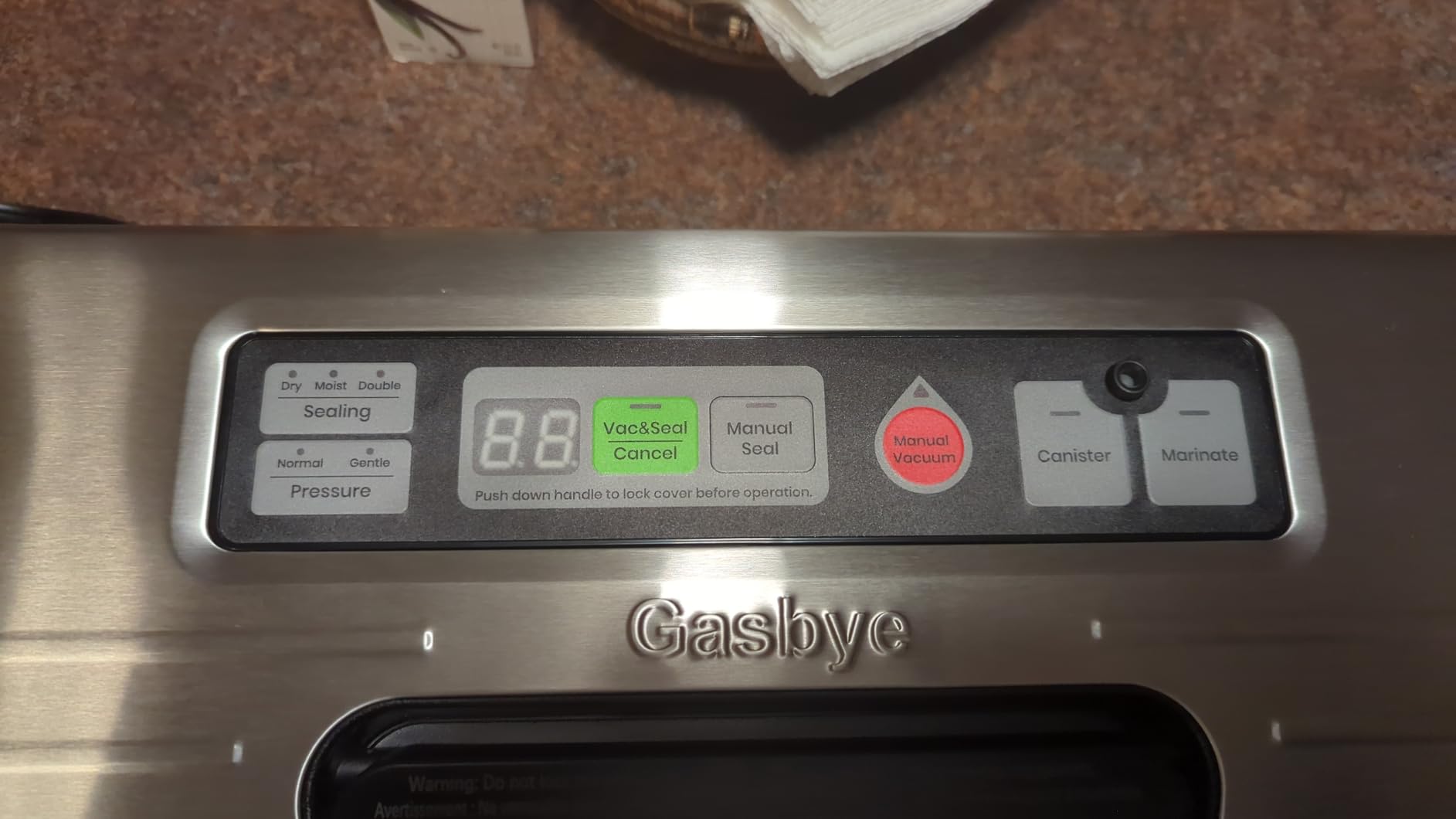 Gasbye 95kPa Precision Vacuum Sealer Machine, Double Heat Seal for Dry/Moist Food, Easy-Lock Handle, Built-in Bag Storage & Cutter, Progress Display, Pulse Mode, Removable Drip Tray, Silver customer photo 1