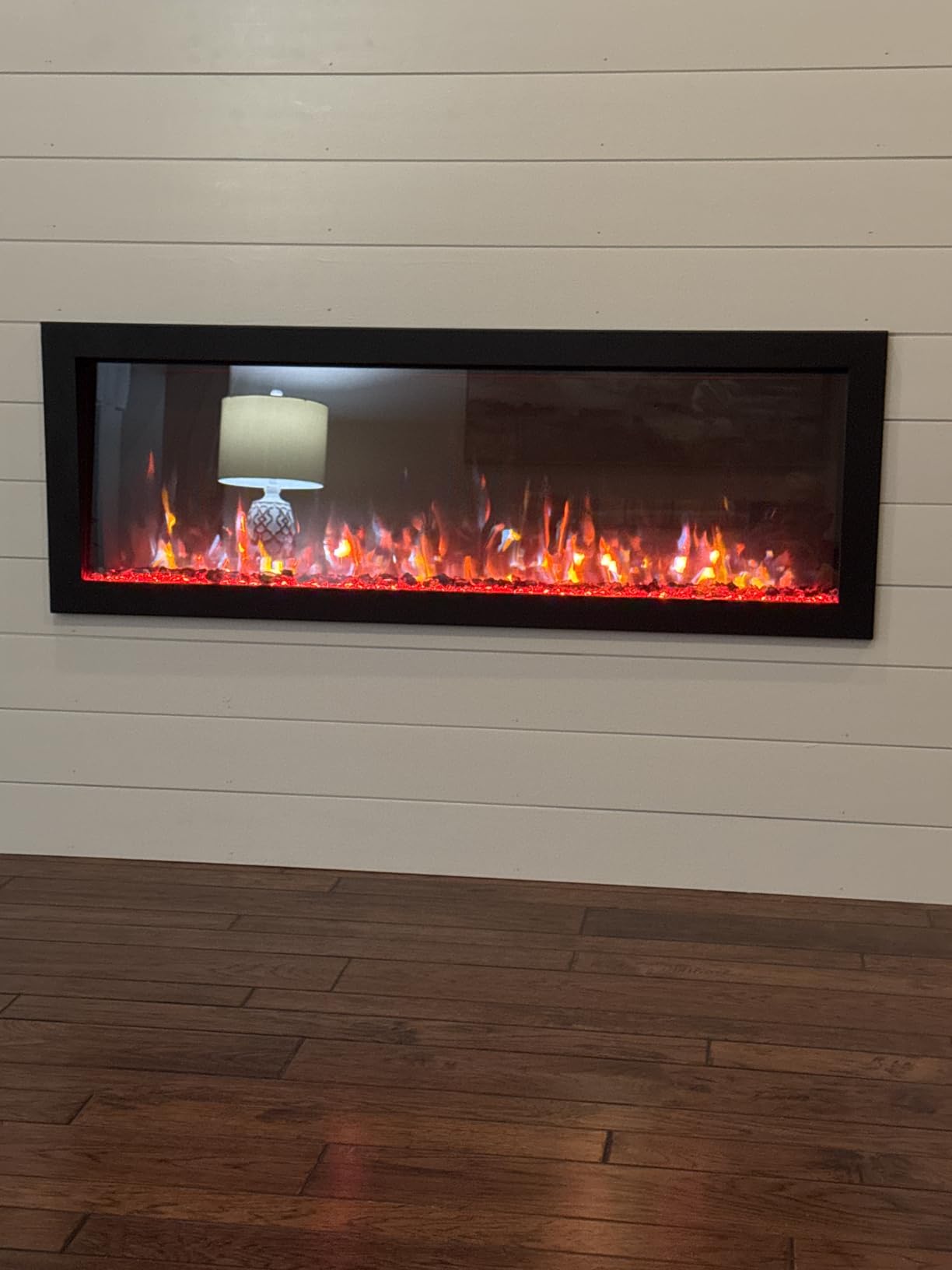 PuraFlame Bernice 60 Inch Smart Linear Electric Fireplace - Clean Hidden Vent Design, Flame with 9 Colors, Recessed in-Wall or Wall-Mount or Free Standing, Compatible with Alexa and Google Assistant customer photo 2
