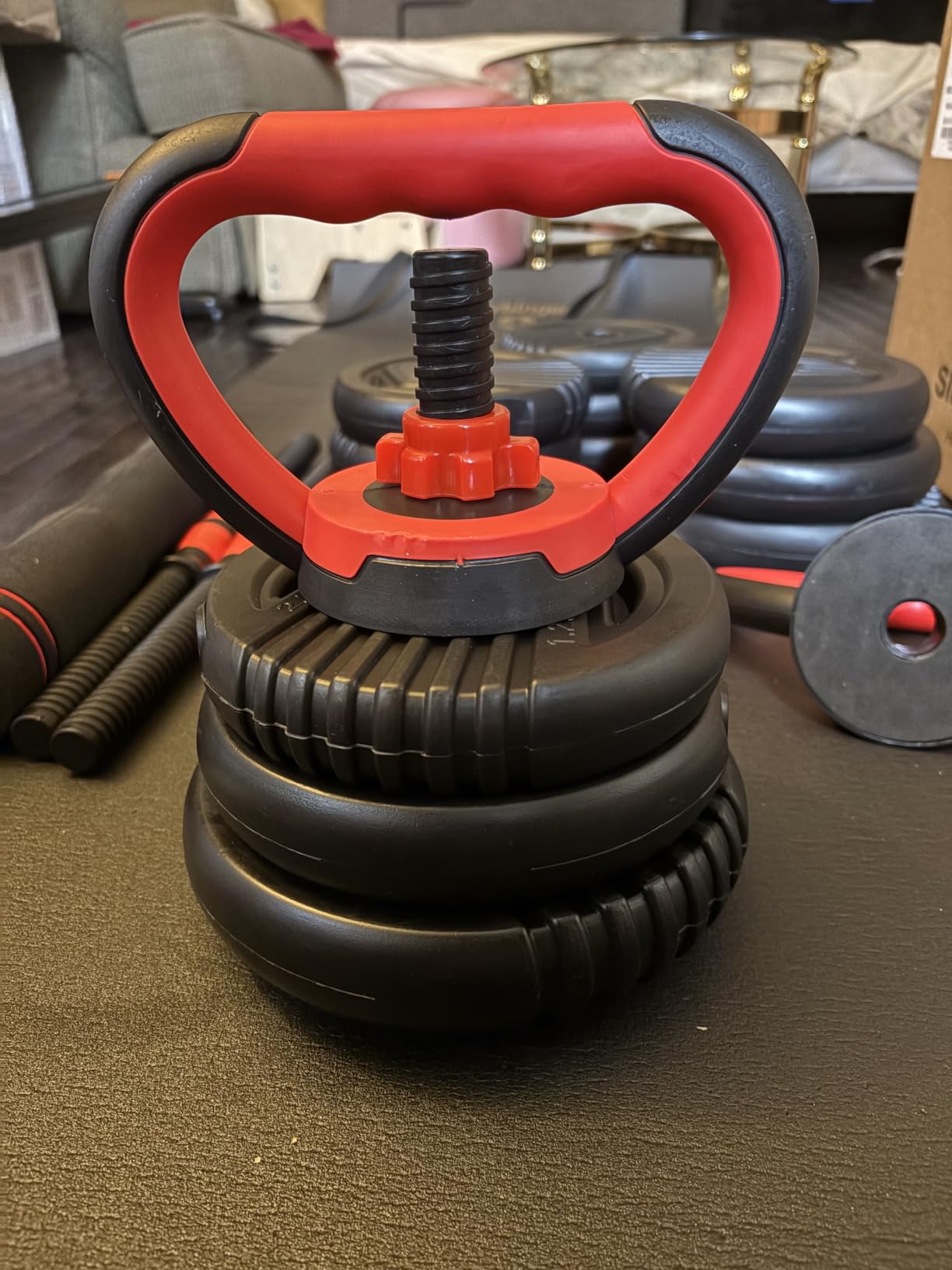 Adjustable Dumbbell set,20/30/45/70/90lbs Free Weight Set | 5 in1 Dumbbell Set with Connector,Used as Barbell,Kettlebells,Push up Stand,Fitness Exercises for Home Gym Suitable Men/Women customer photo 2