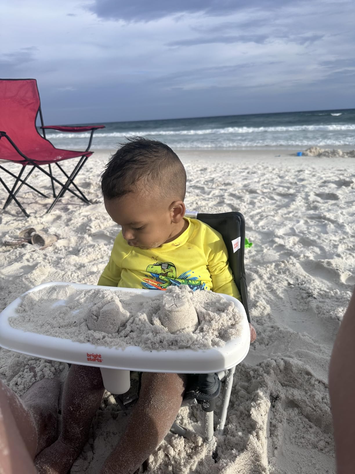 Bright Starts Pop 'N Sit Portable Booster Seat, 3-in-1 Floor Seat, Travel High Chair & Toddler Booster with Feeding Tray, Indoor/Outdoor, Grey, 6 Months-3 Years customer photo 2